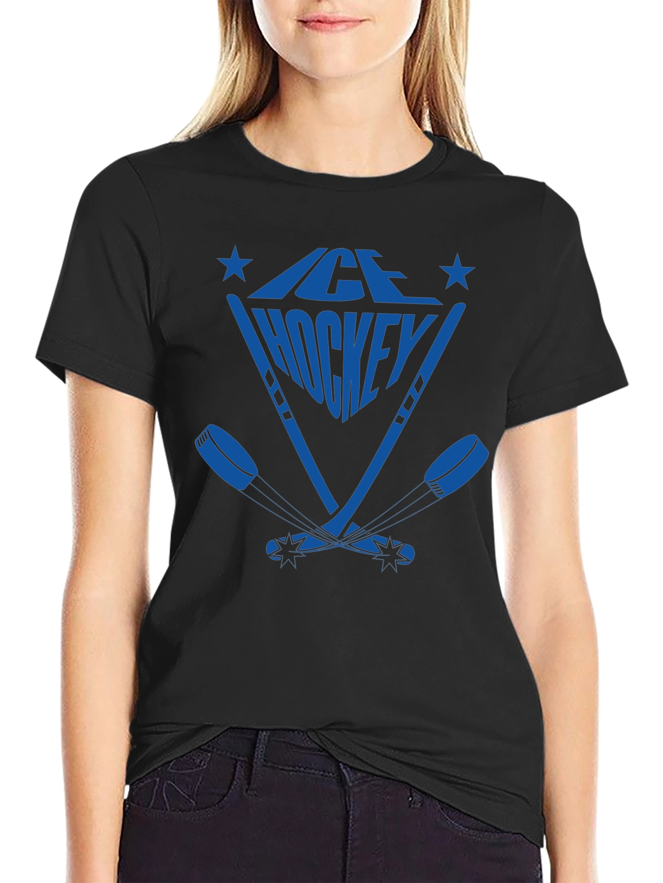 Camiseta Negra Hockey sobre Hielo