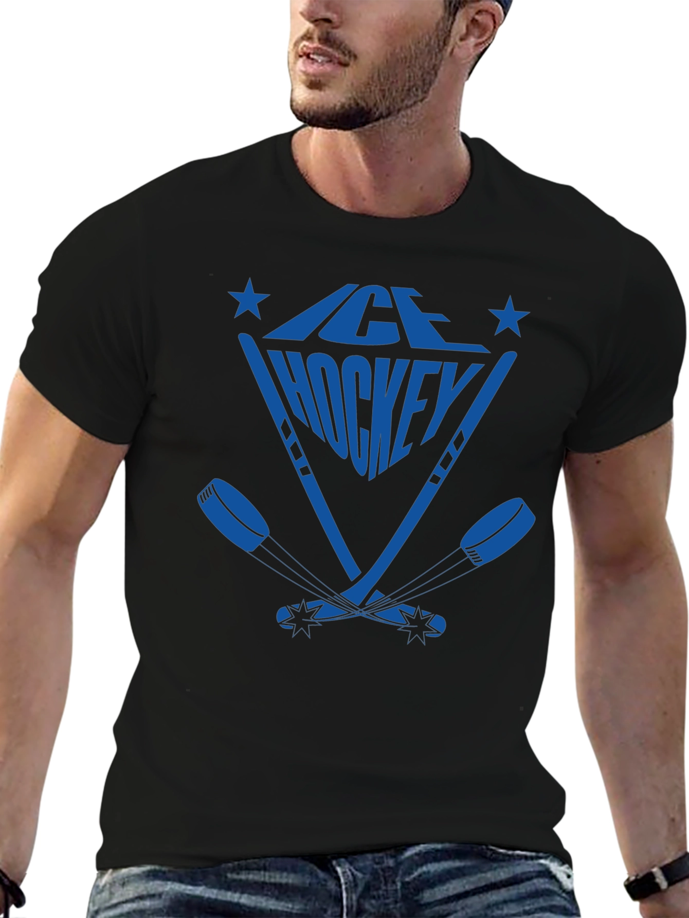 Camiseta Negra Hockey sobre Hielo