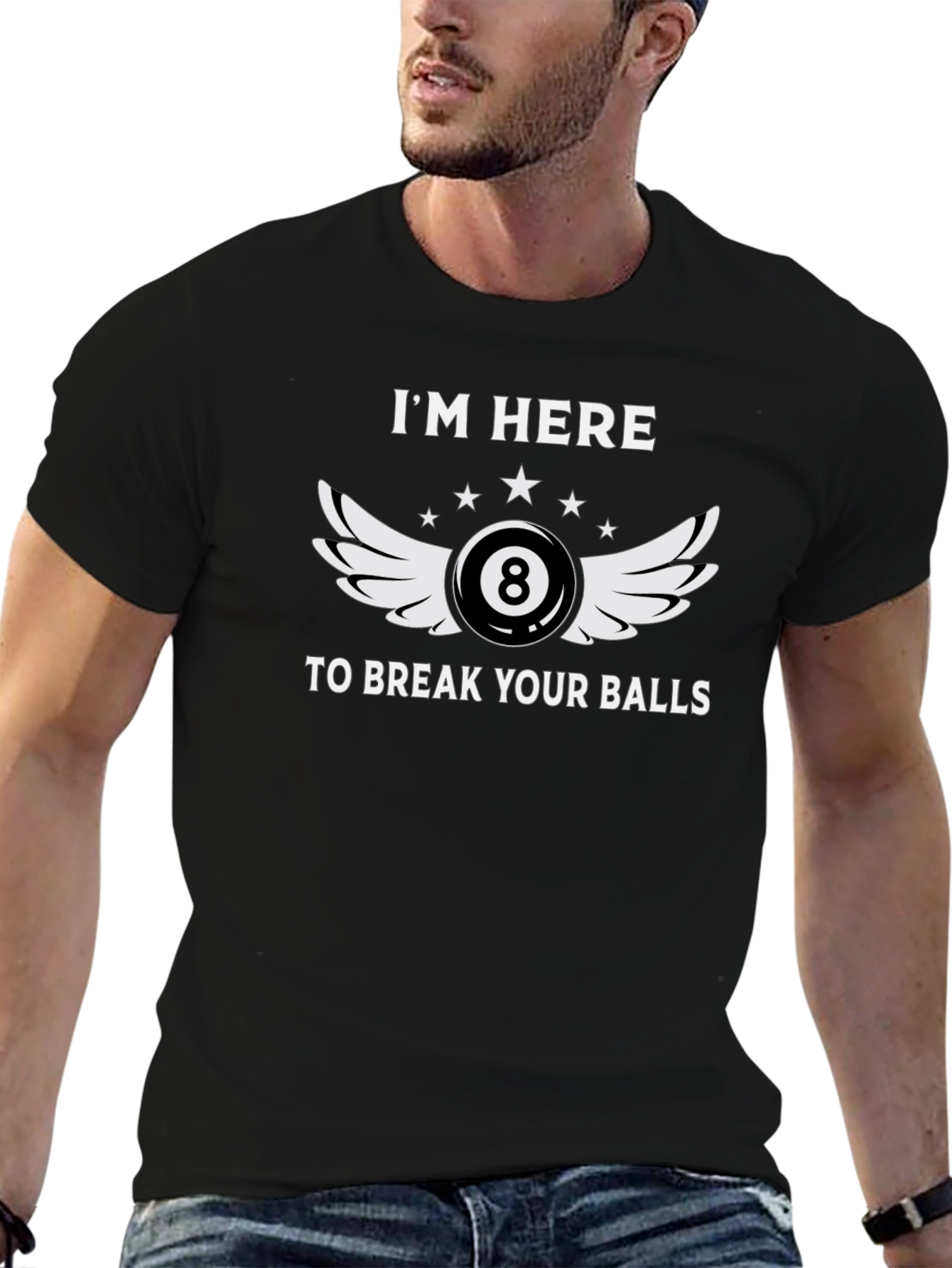 Camiseta Negra Im Here To Break Your Balls Billar