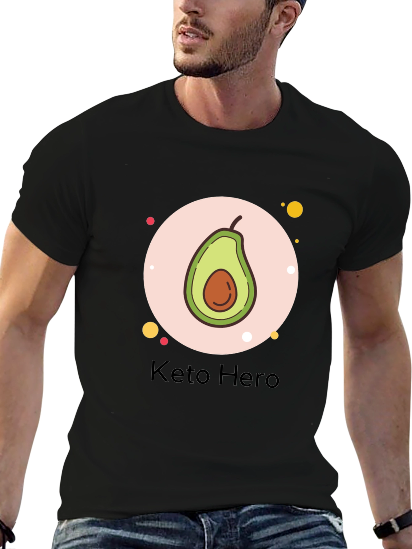Camiseta Negra Keto Hero con Diseño de Aguacate