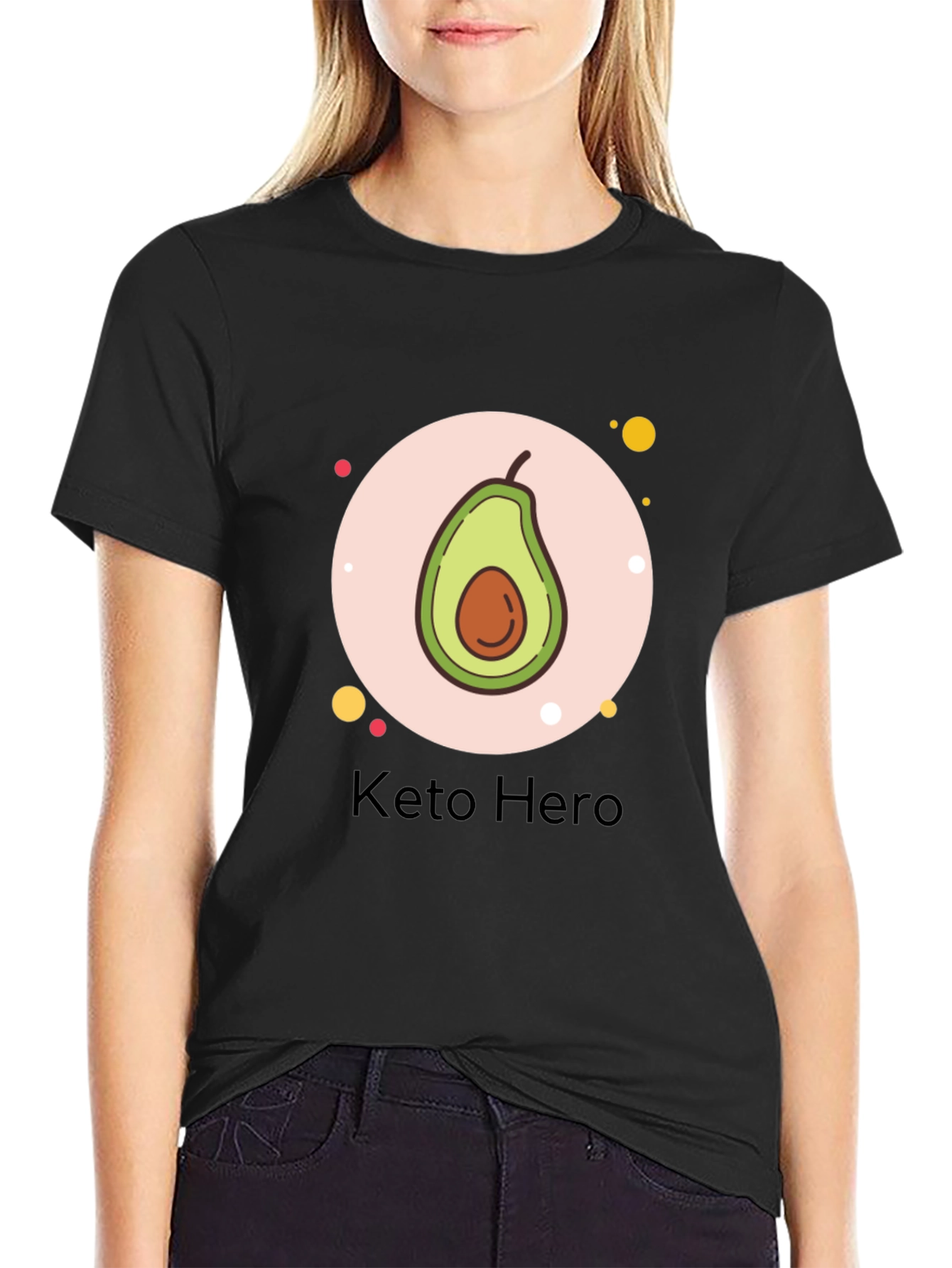 Camiseta Negra Keto Hero con Diseño de Aguacate
