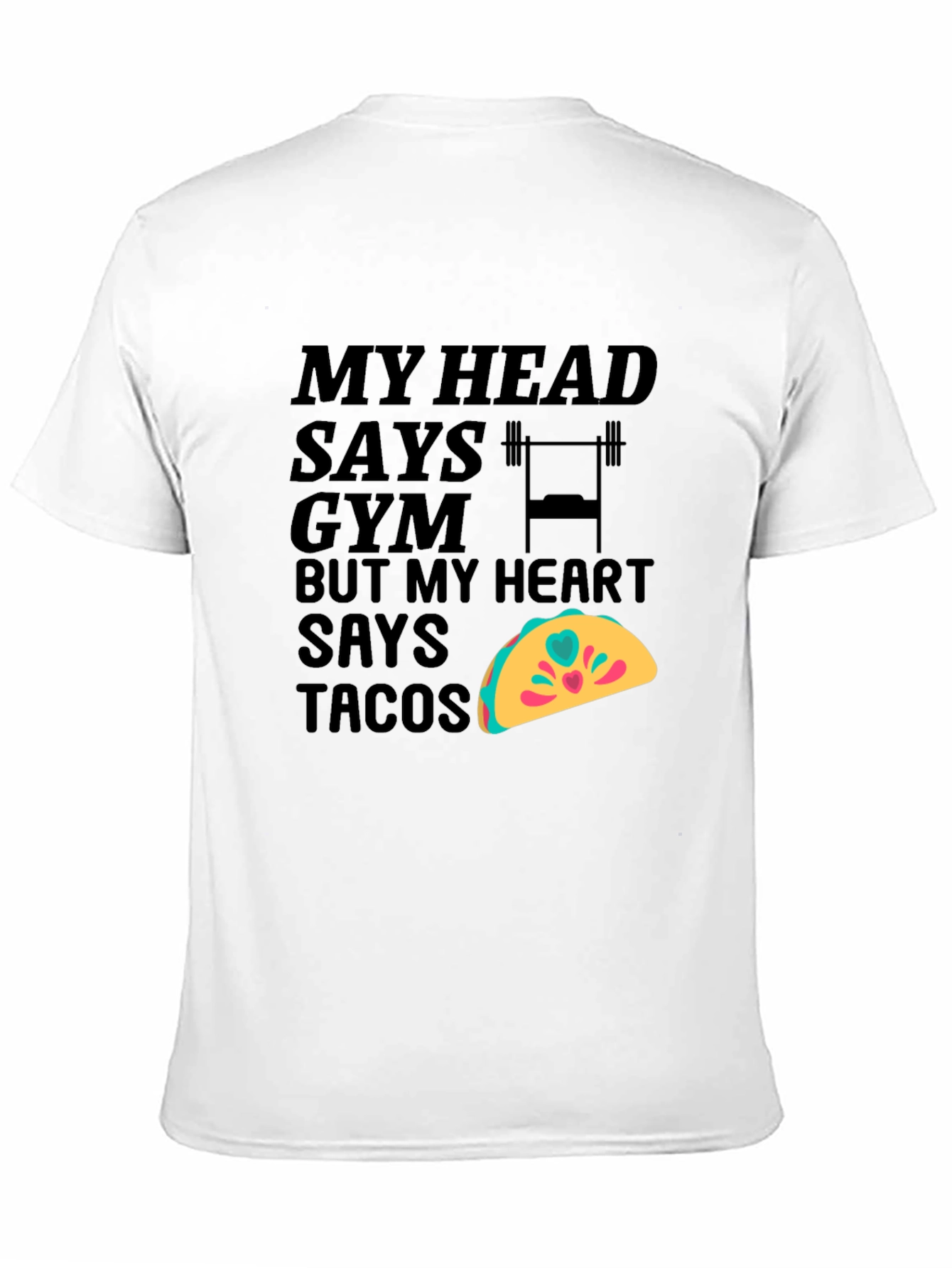 Camiseta Negra: Gym vs Tacos Divertida