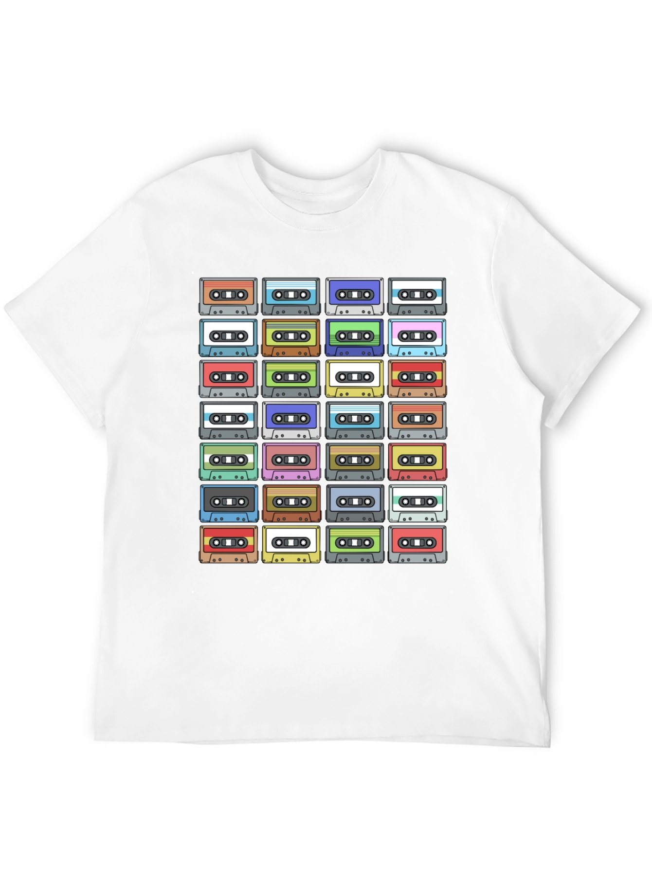 Camiseta Negra con Diseño de Cassettes Retro