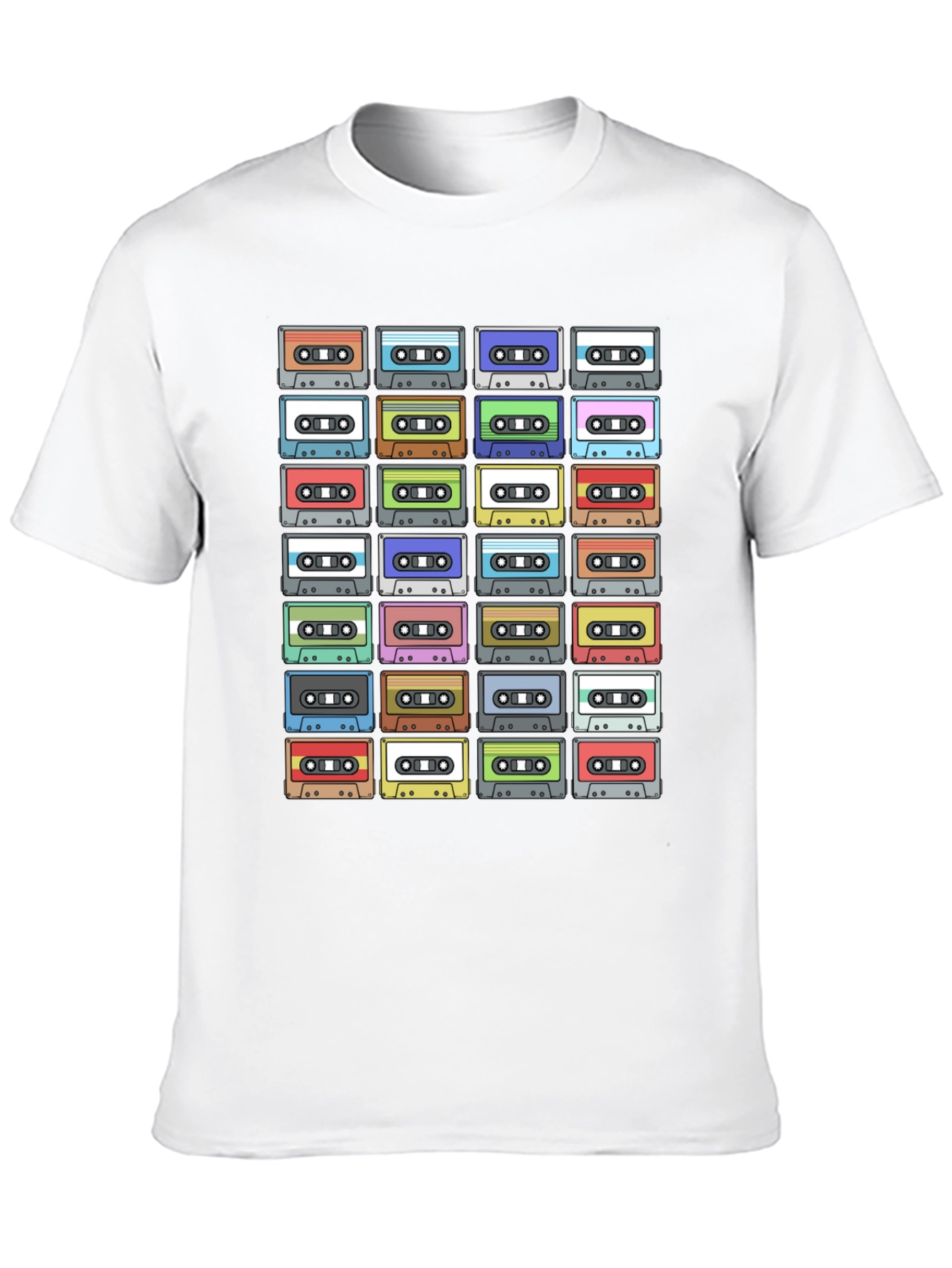 Camiseta Negra con Diseño de Cassettes Retro