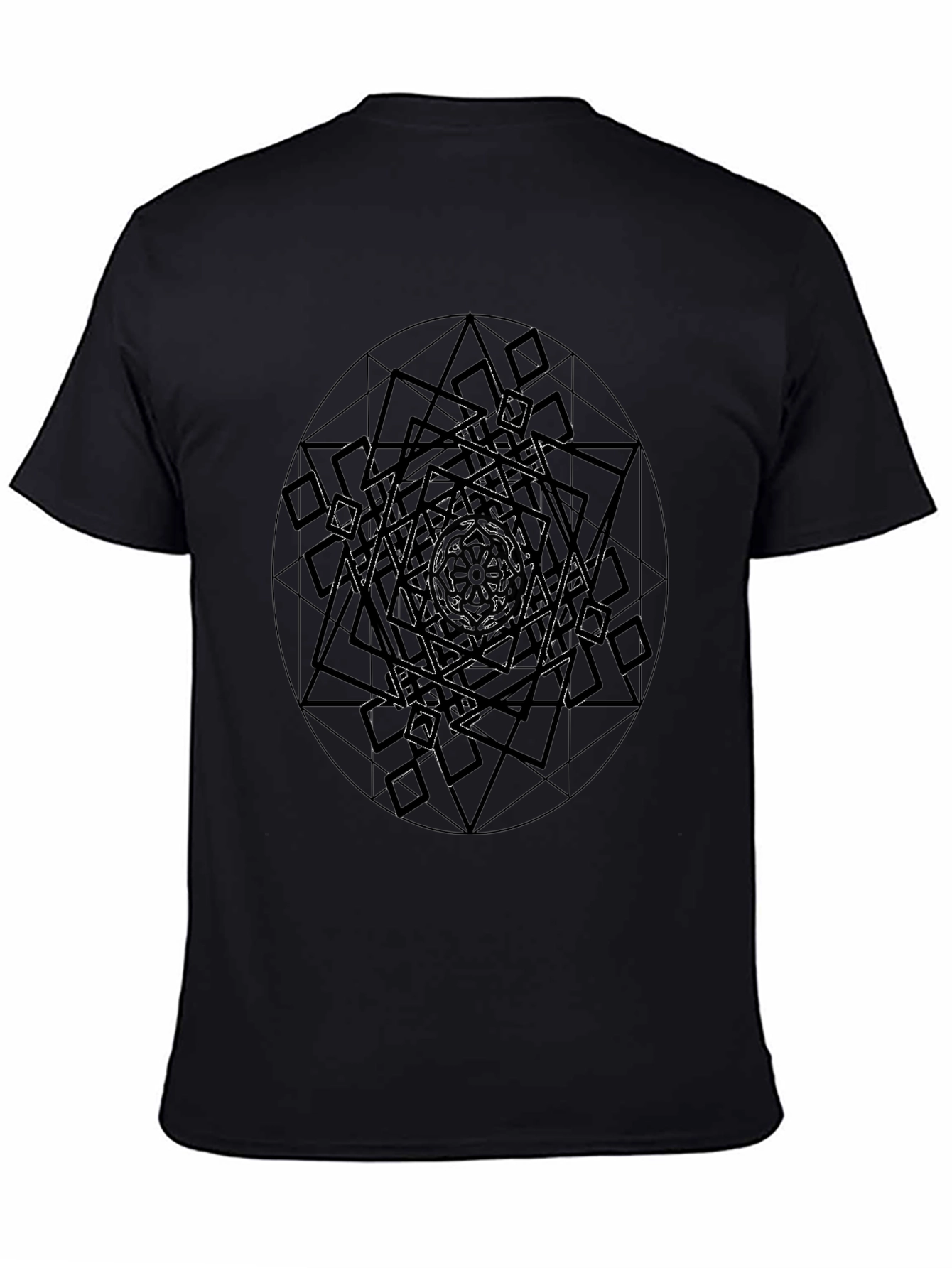 Camiseta Negra Hombre Diseño Geométrico