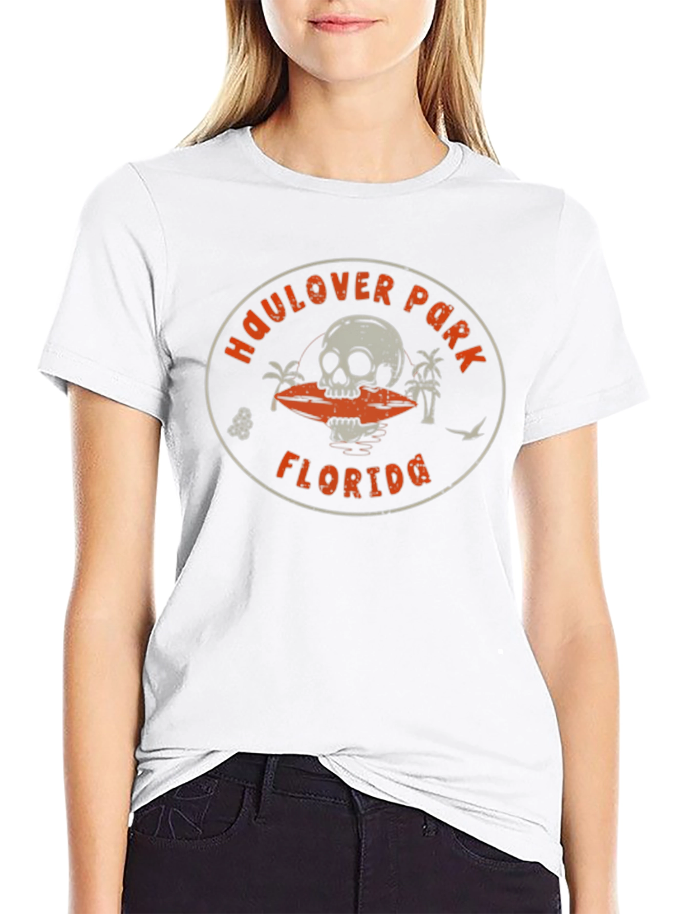 Camiseta Negra Haulover Park Florida Cráneo Surf