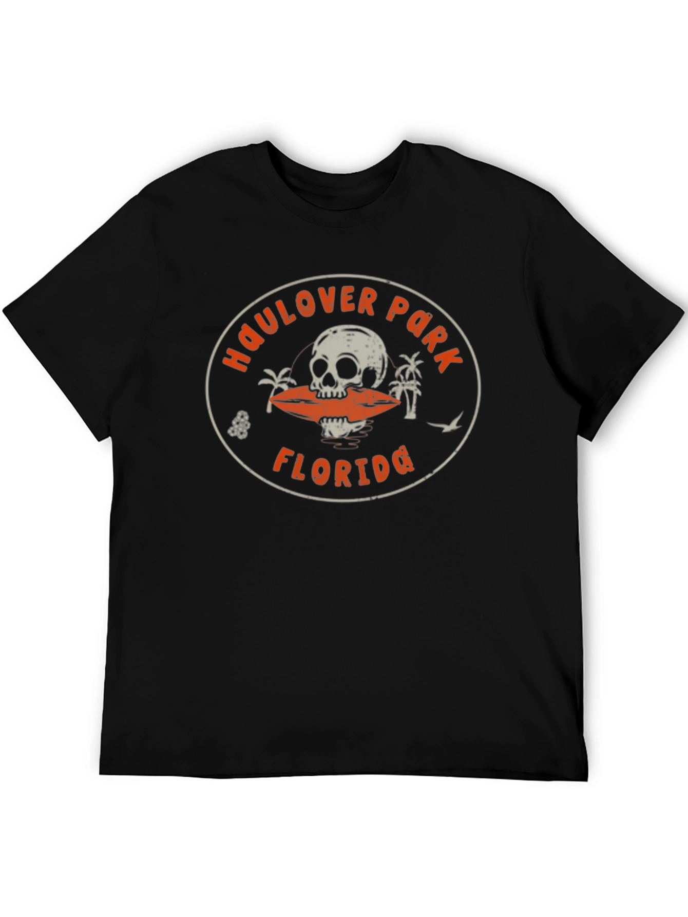 Camiseta Negra Haulover Park Florida Cráneo Surf