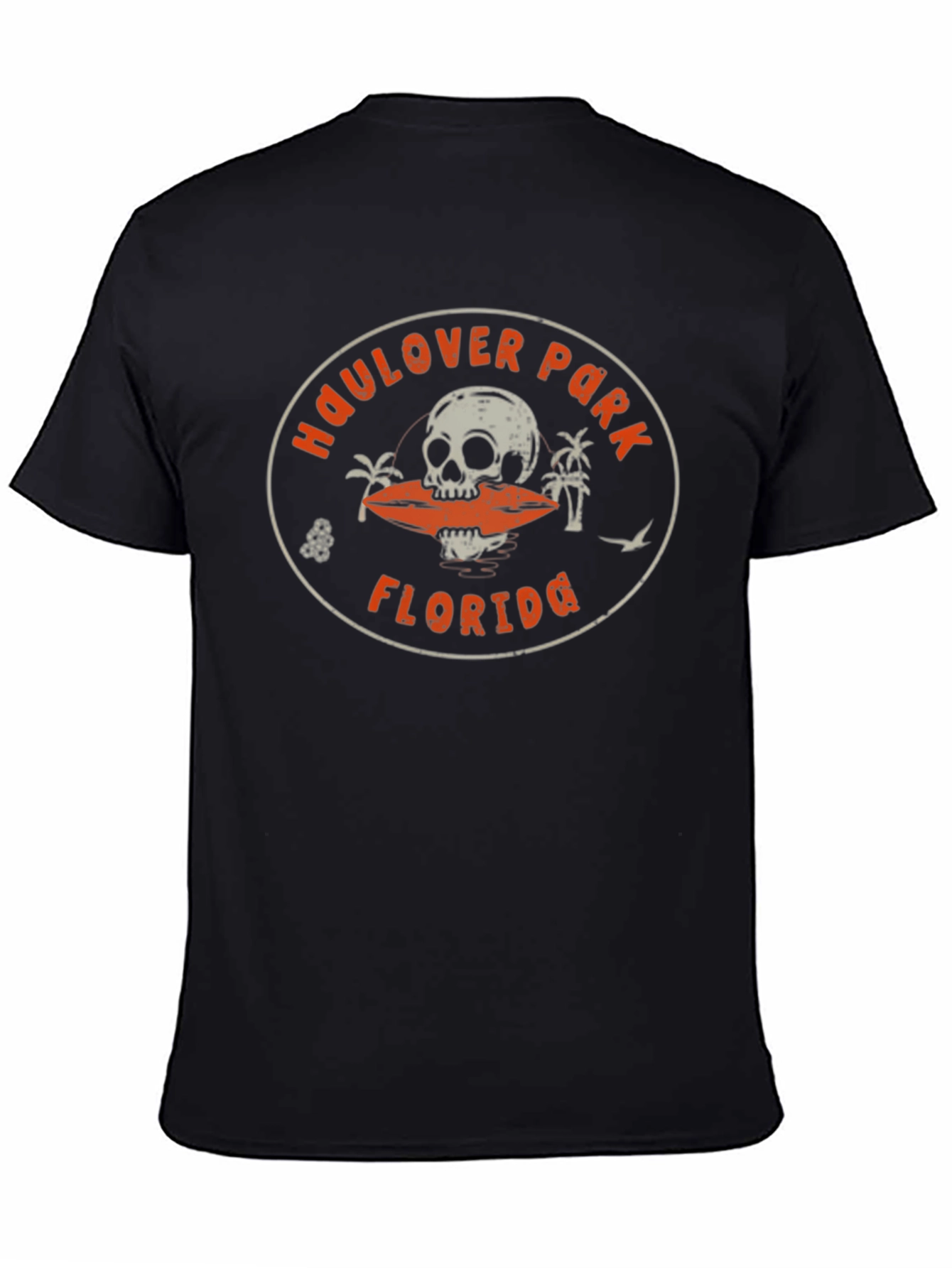 Camiseta Negra Haulover Park Florida Cráneo Surf