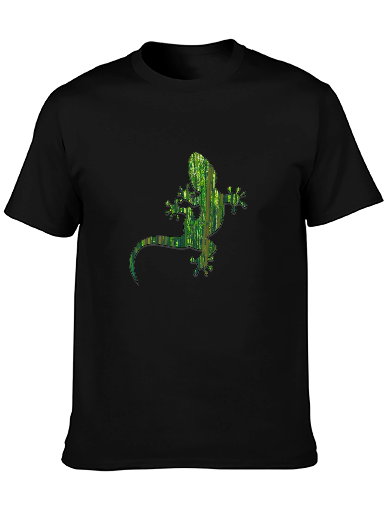 Camiseta Negra con Diseño de Gecko Verde