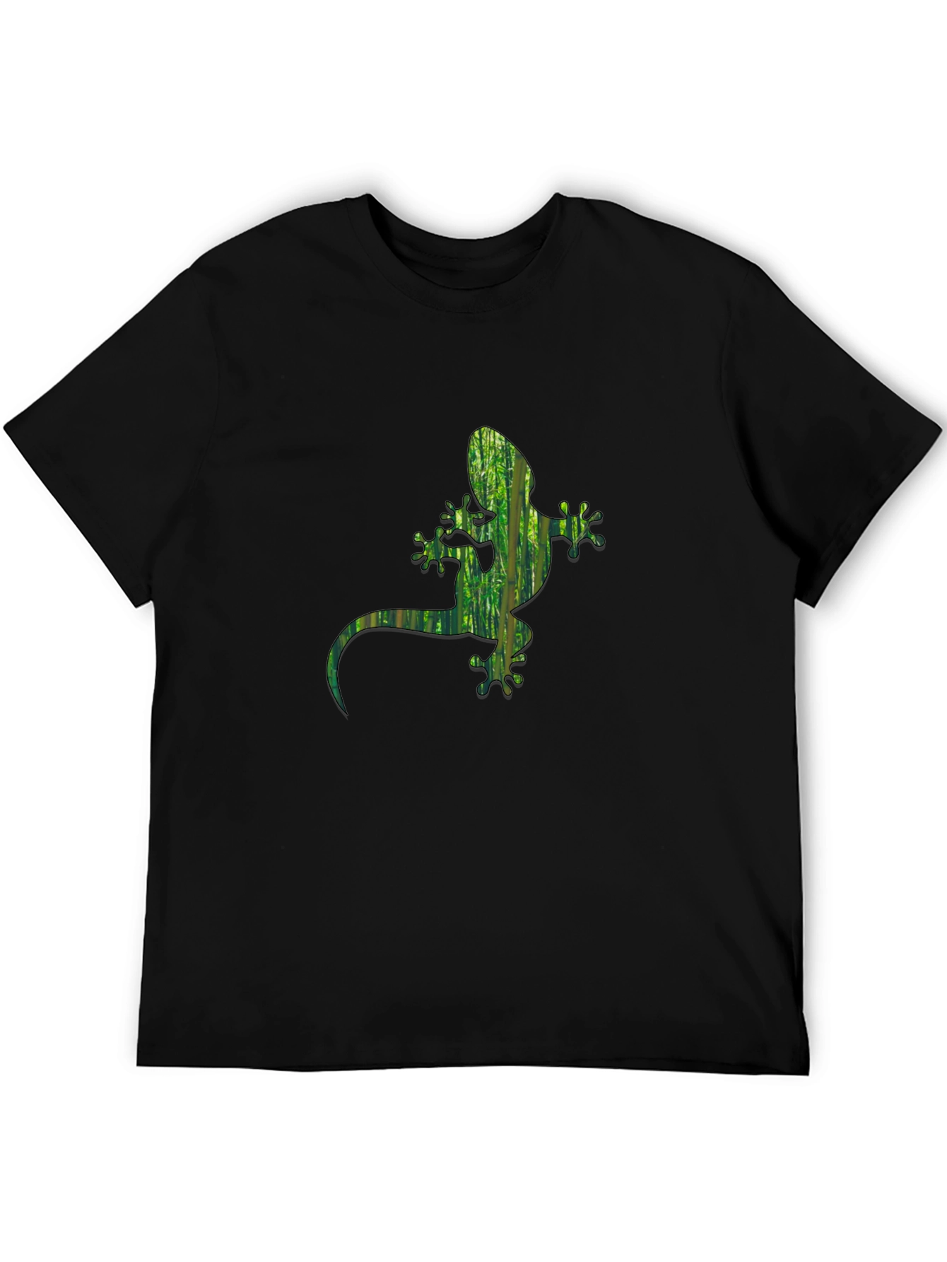 Camiseta Negra con Diseño de Gecko Verde