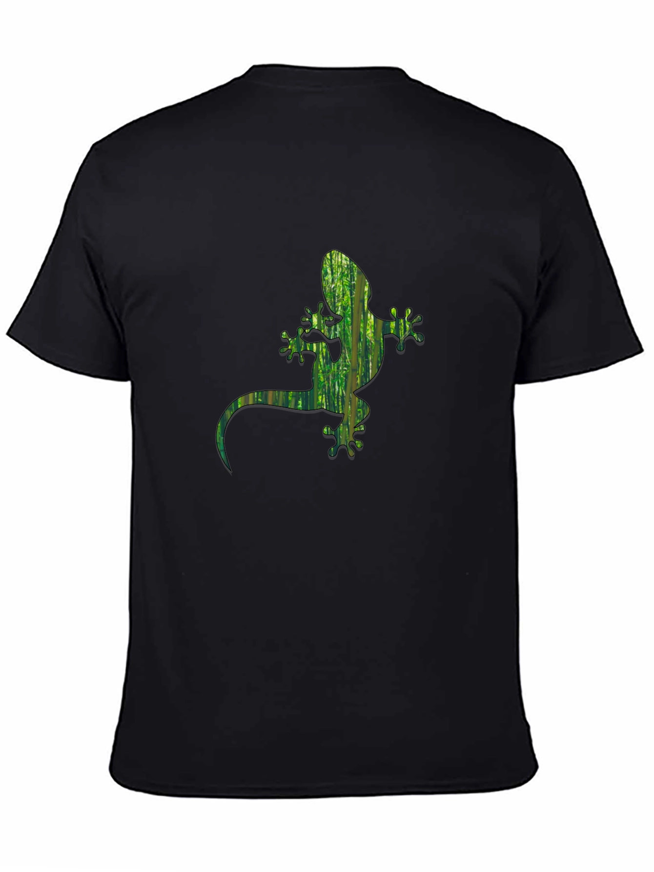 Camiseta Negra con Diseño de Gecko Verde
