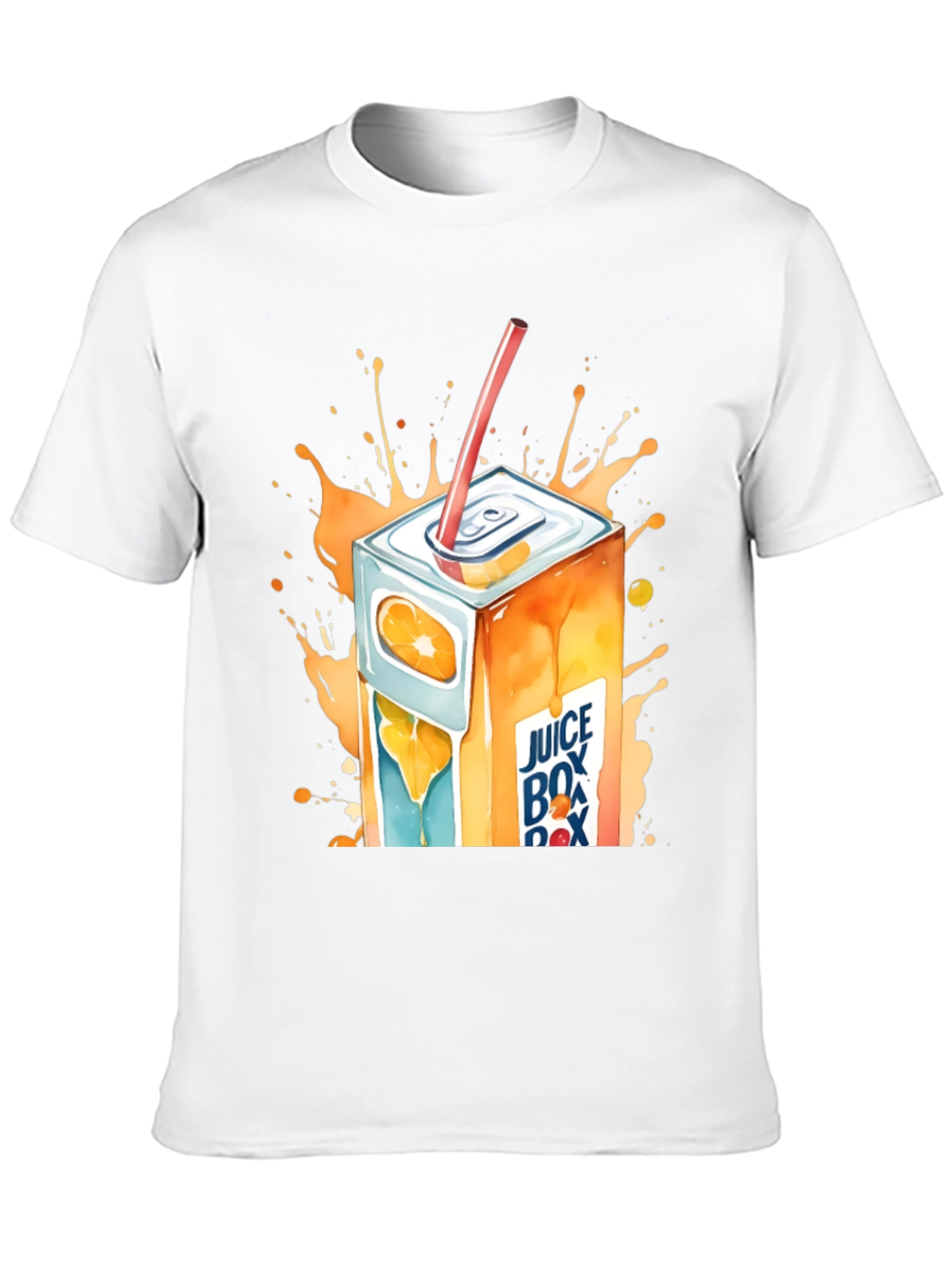 Camiseta Negra con Diseño de Caja de Jugo