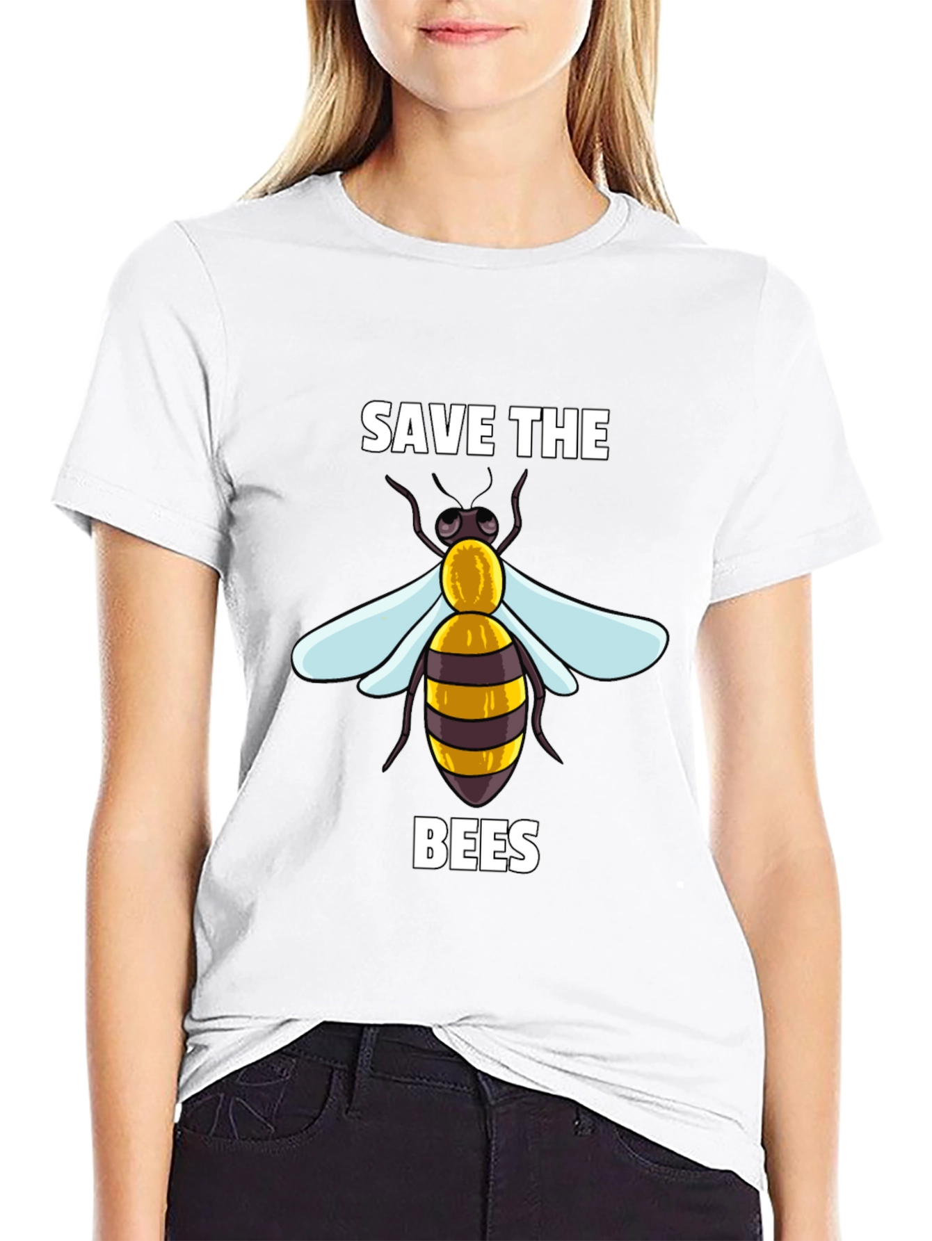 Camiseta Negra Save The Bees con Diseño de Abeja