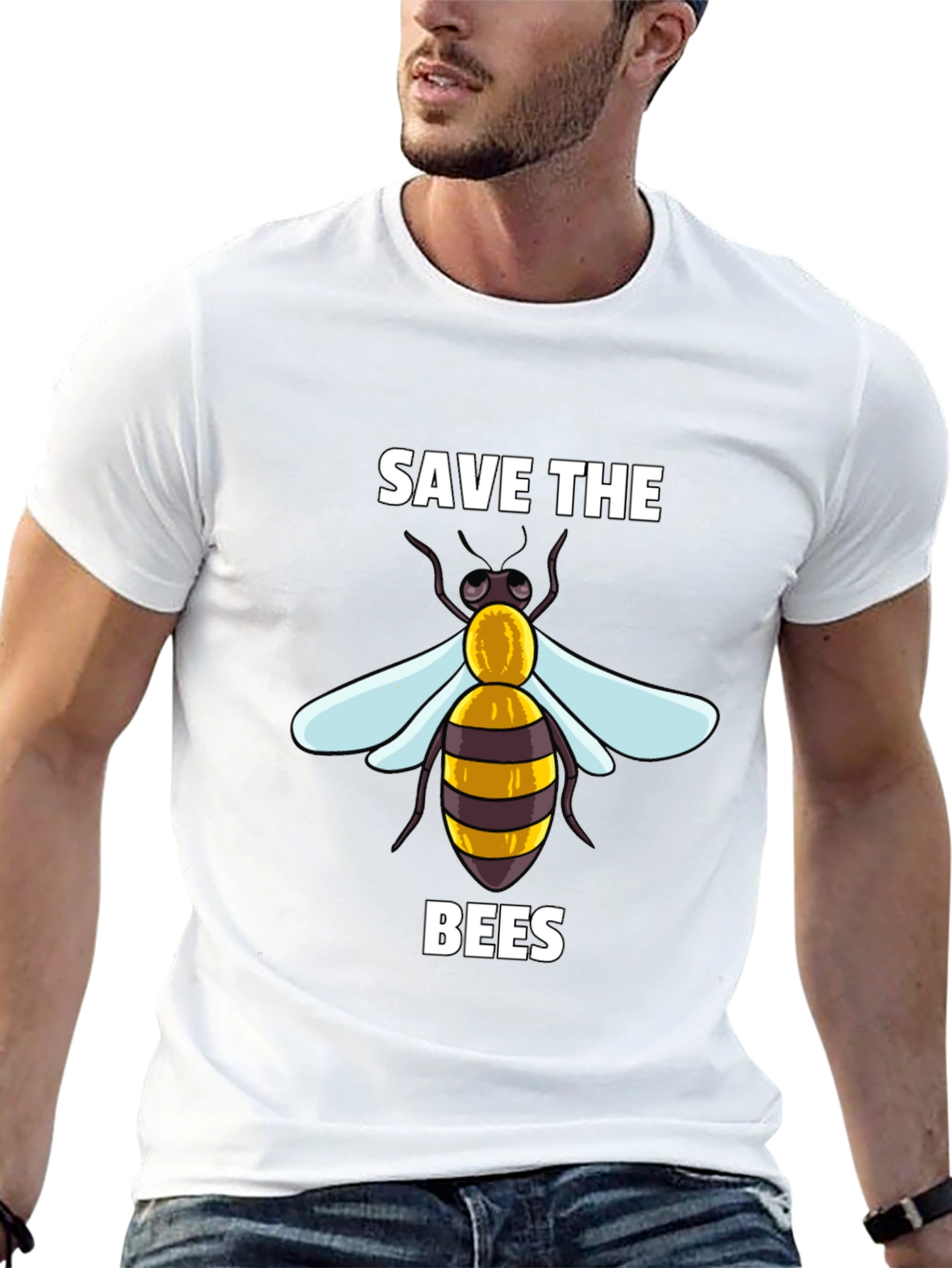 Camiseta Negra Save The Bees con Diseño de Abeja
