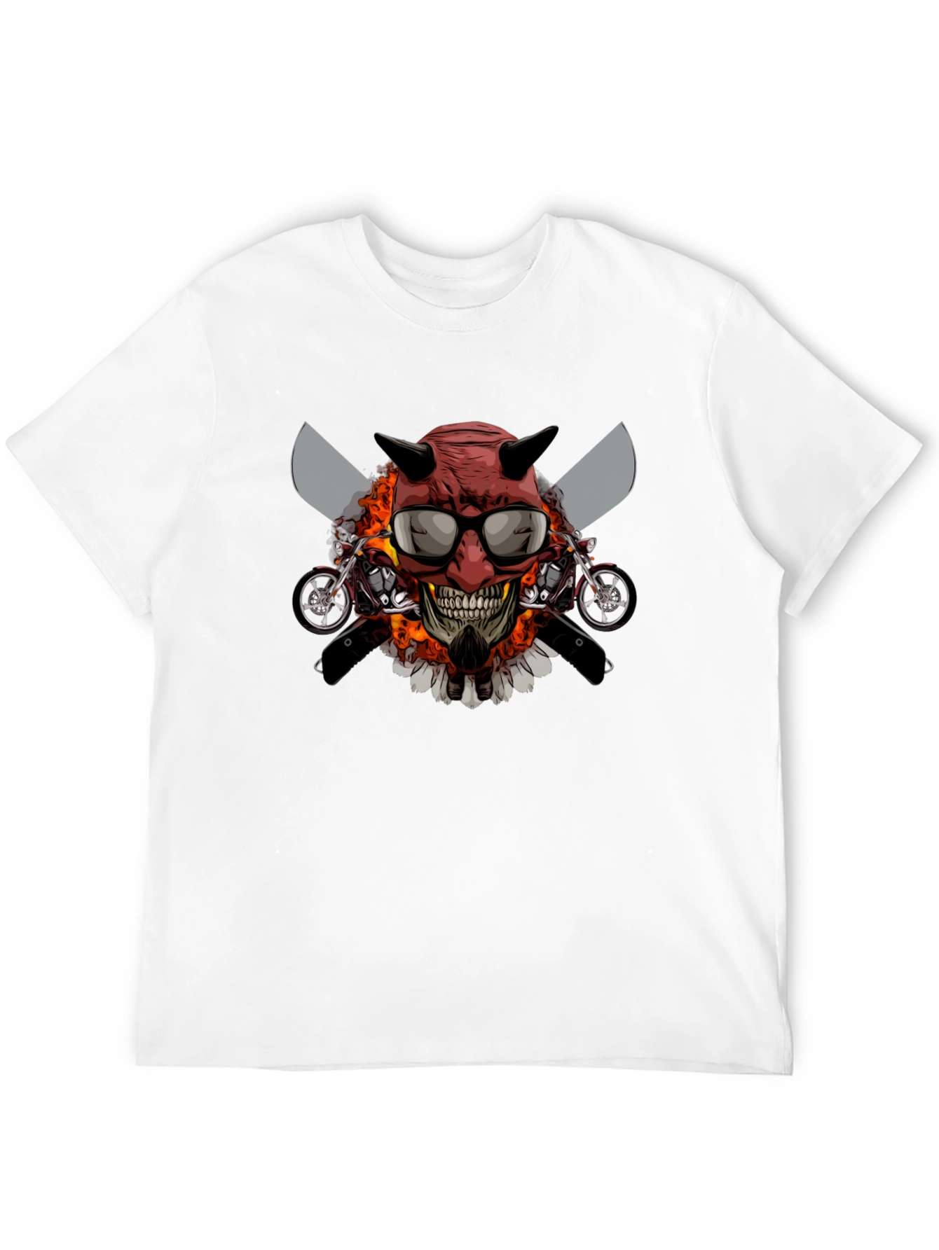Camiseta Negra con Diseño de Calavera Motera