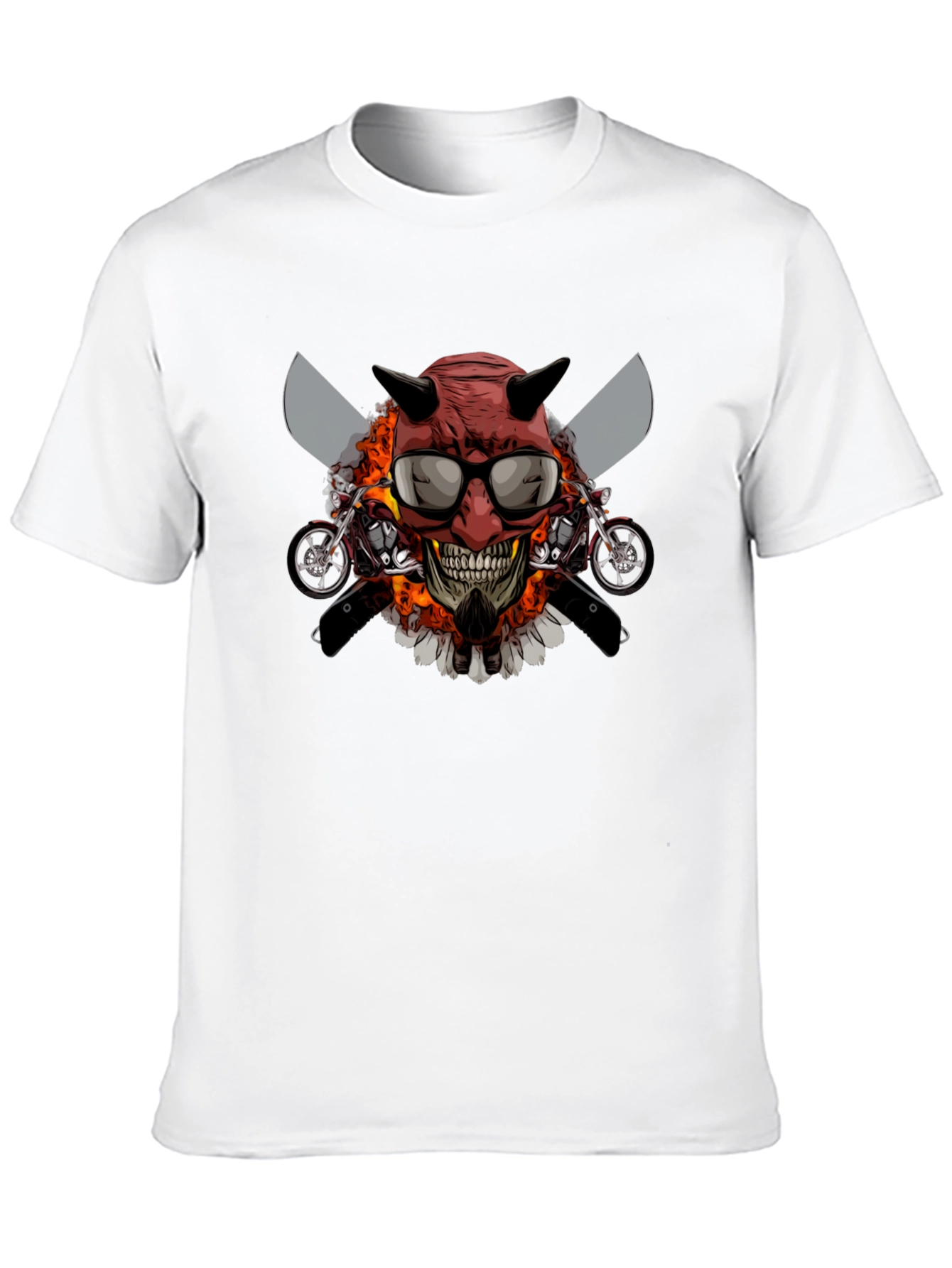 Camiseta Negra con Diseño de Calavera Motera