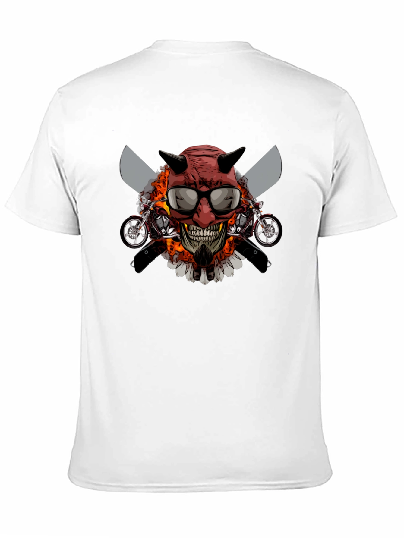 Camiseta Negra con Diseño de Calavera Motera
