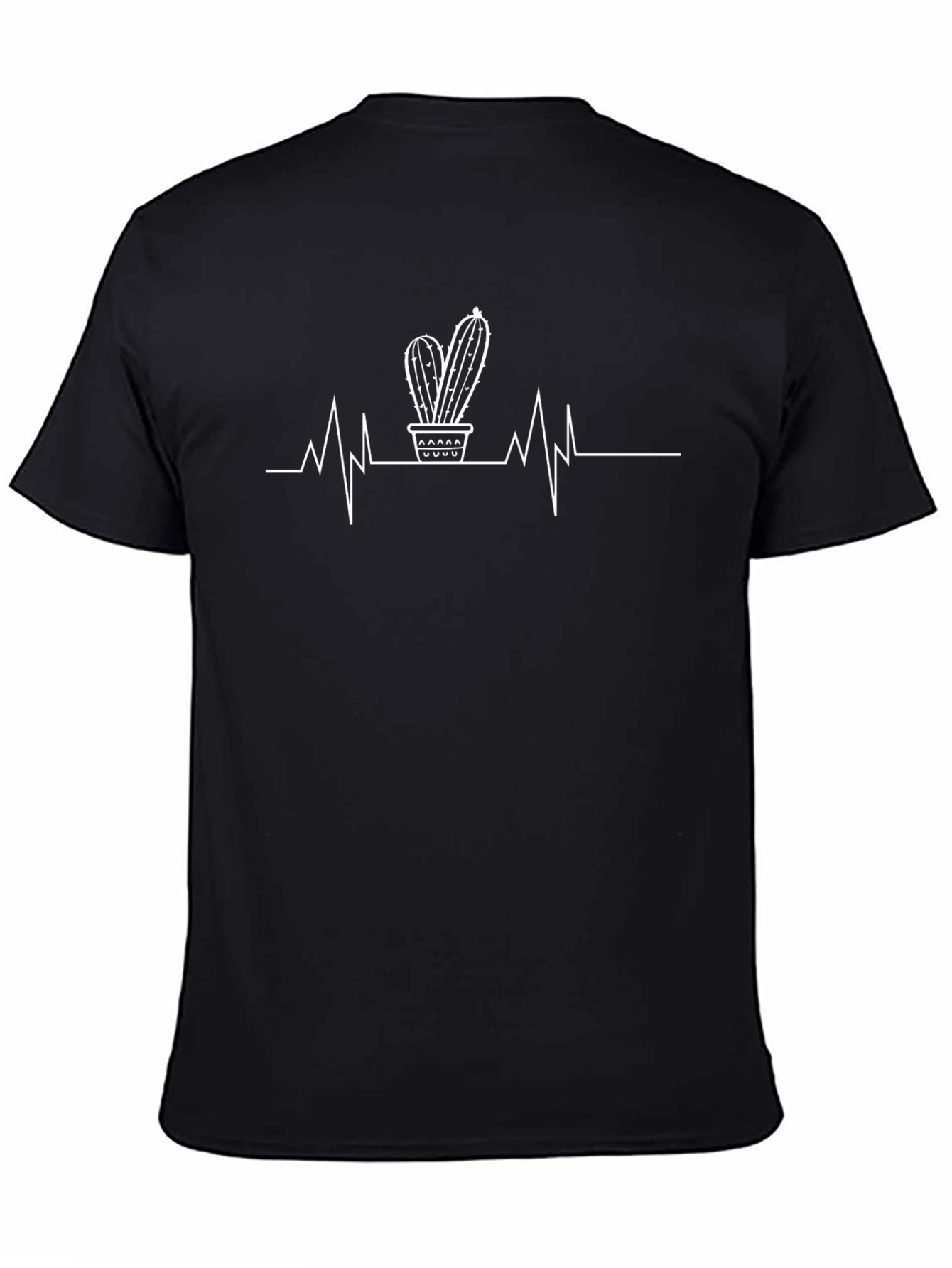 Camiseta Negra con Diseño de Cactus y Latido
