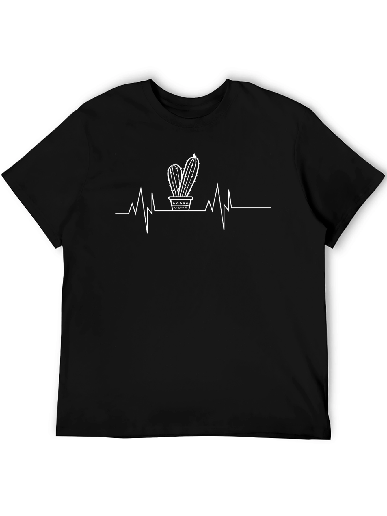 Camiseta Negra con Diseño de Cactus y Latido