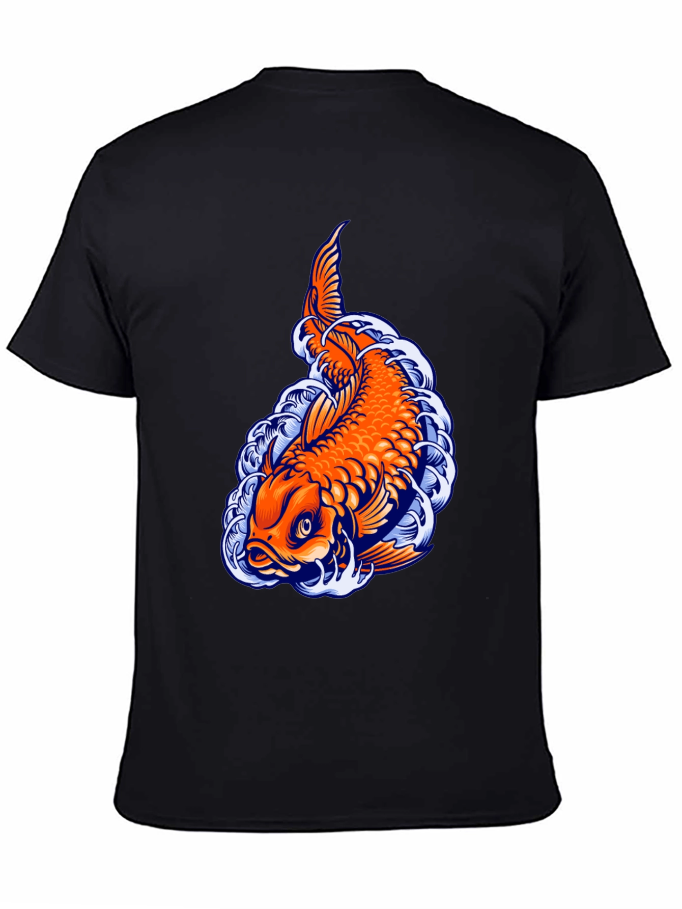 Camiseta Negra con Diseño de Carpa Koi