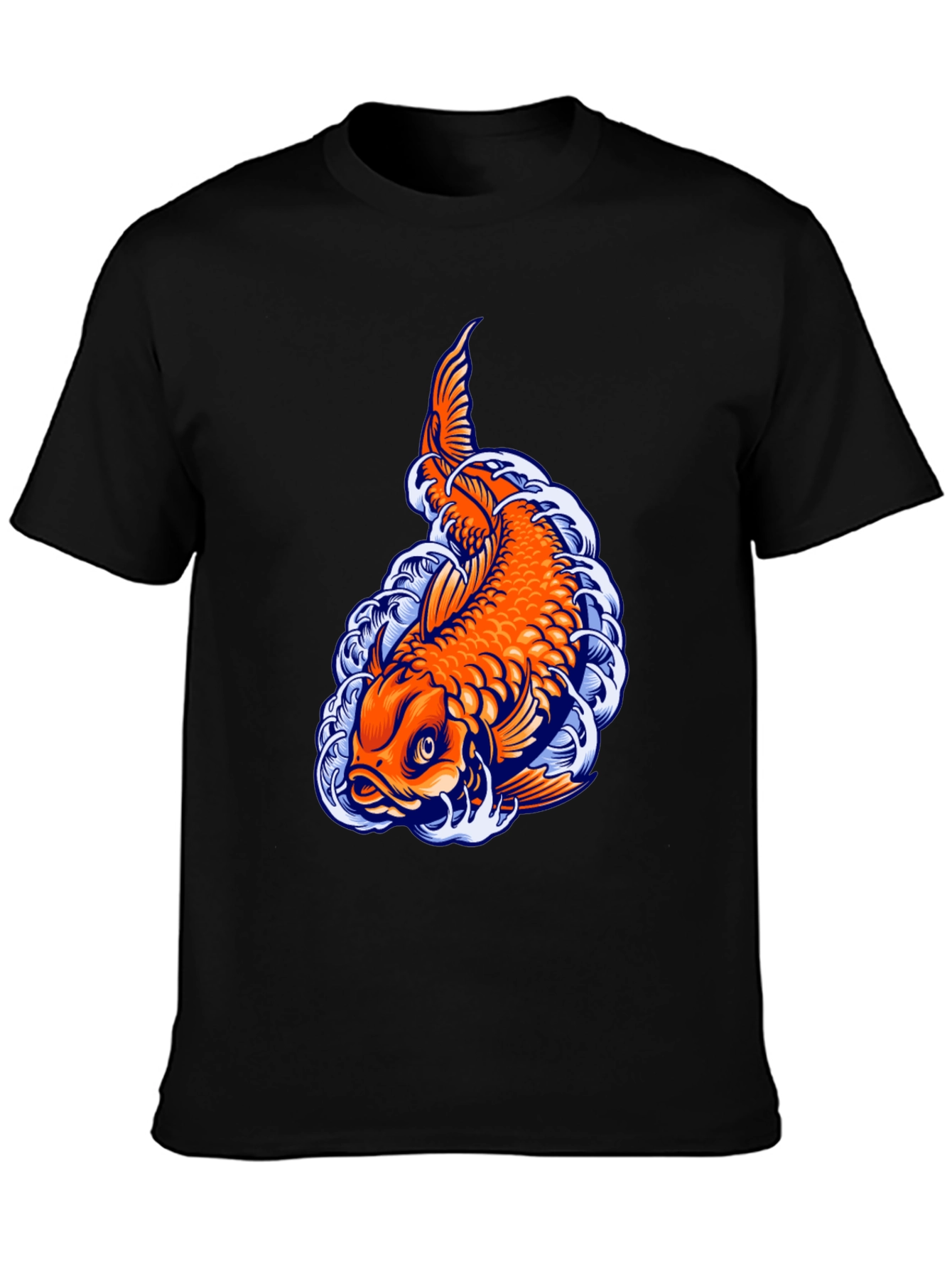 Camiseta Negra con Diseño de Carpa Koi