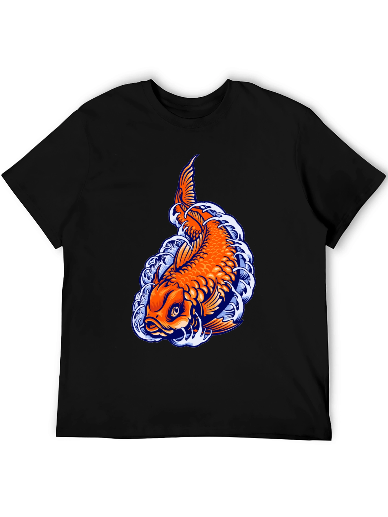 Camiseta Negra con Diseño de Carpa Koi