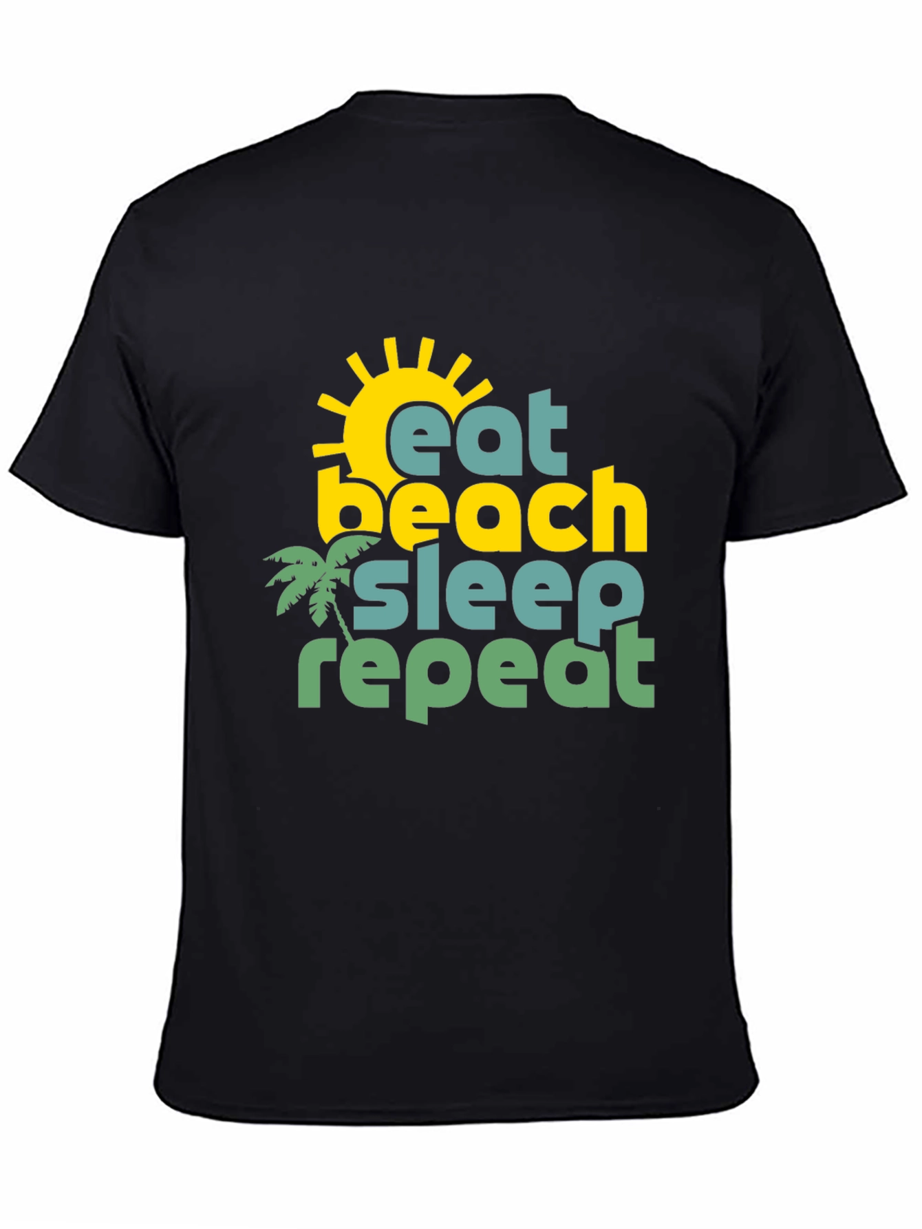 Camiseta Hombre Negra Estampado Verano
