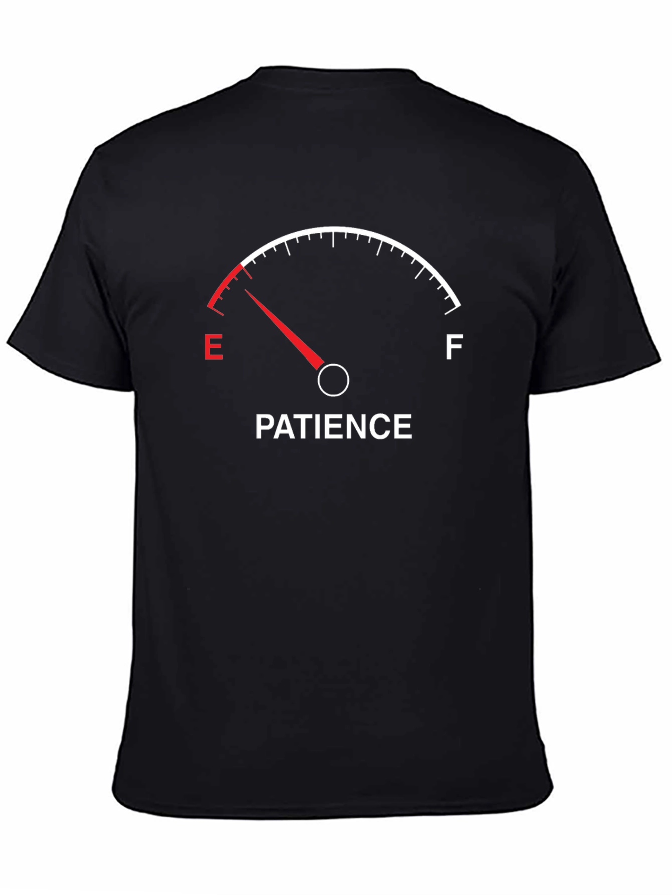 Camiseta Negra Medidor Paciencia Agotándose - Divertida!