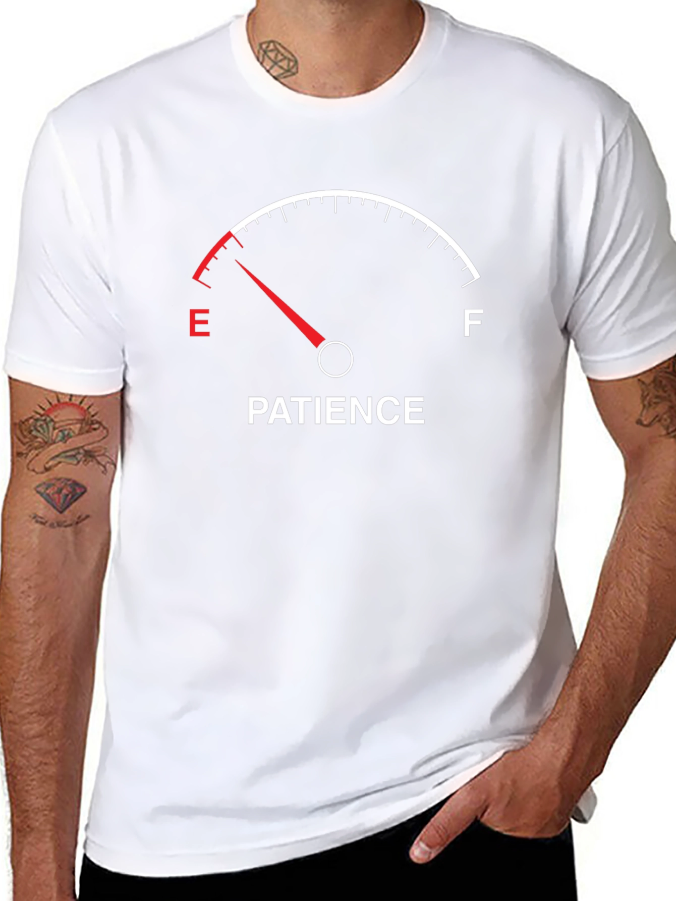 Camiseta Negra Medidor Paciencia Agotándose - Divertida!