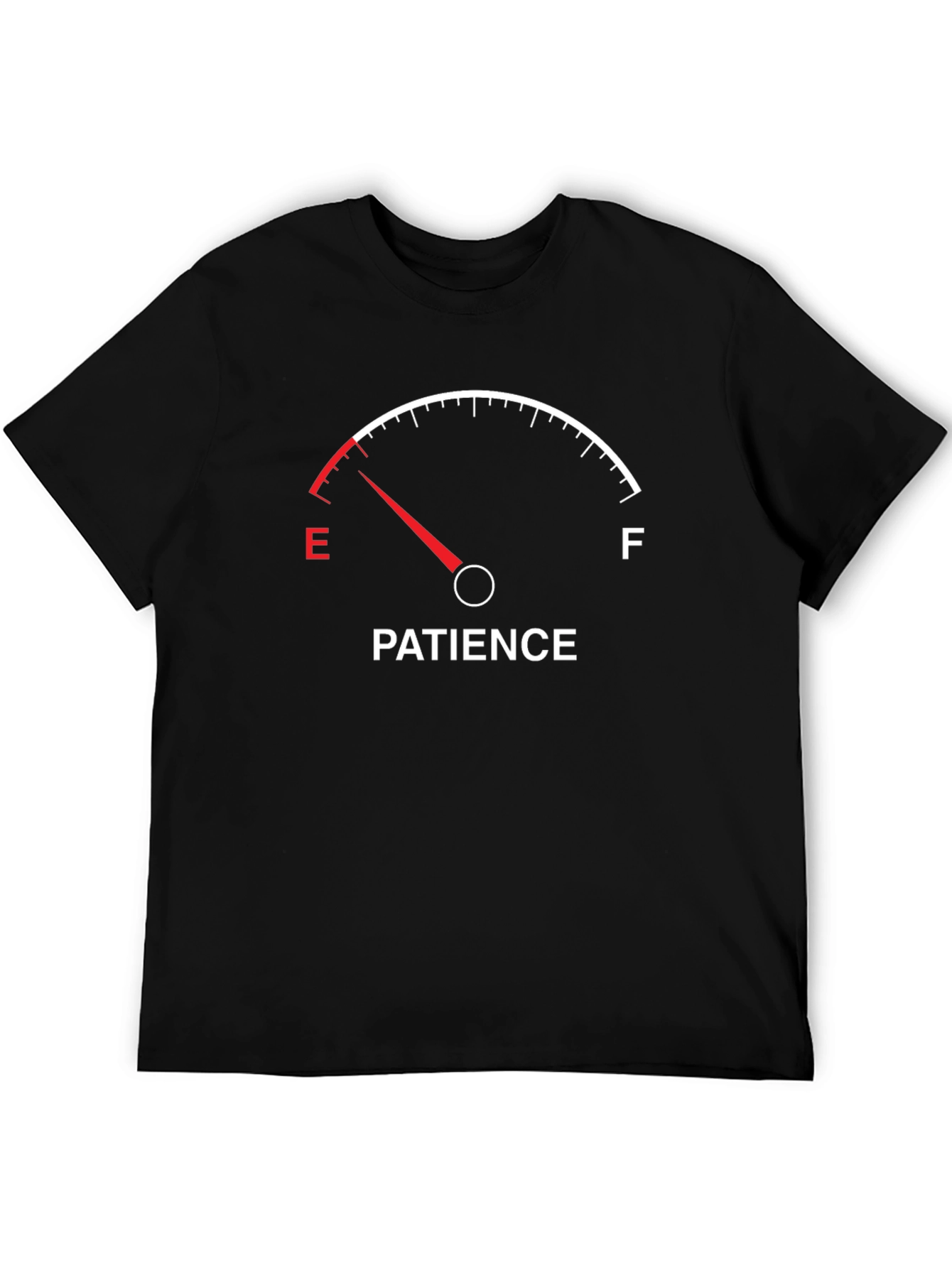 Camiseta Negra Medidor Paciencia Agotándose - Divertida!