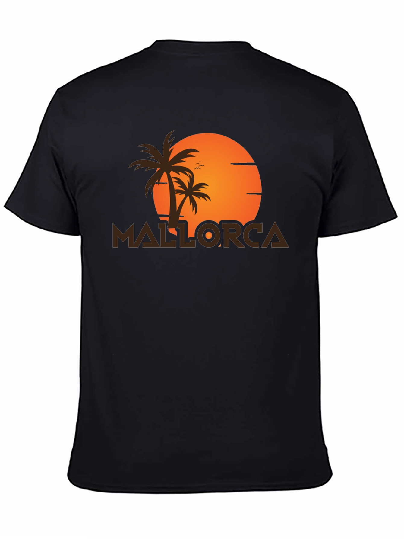 Camiseta Negra Mallorca Sunset - Estilo Vacacional
