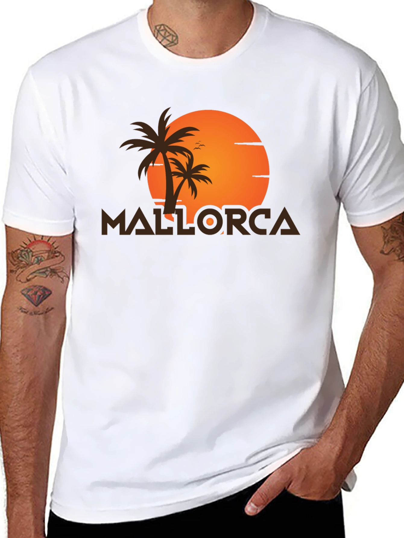 Camiseta Negra Mallorca Sunset - Estilo Vacacional