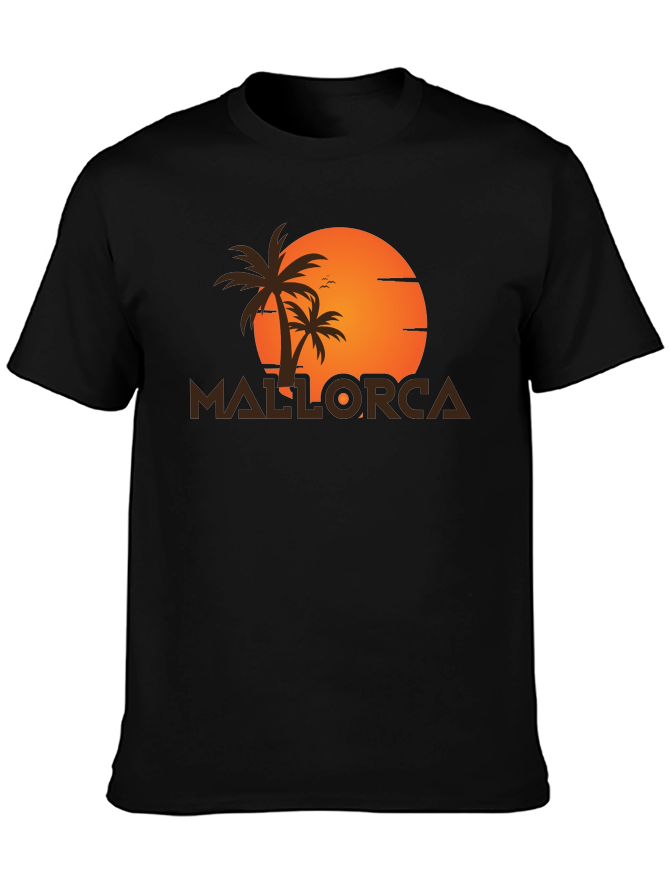 Camiseta Negra Mallorca Sunset - Estilo Vacacional