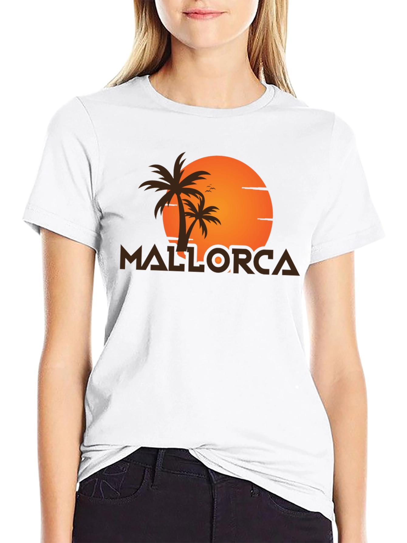 Camiseta Negra Mallorca Sunset - Estilo Vacacional