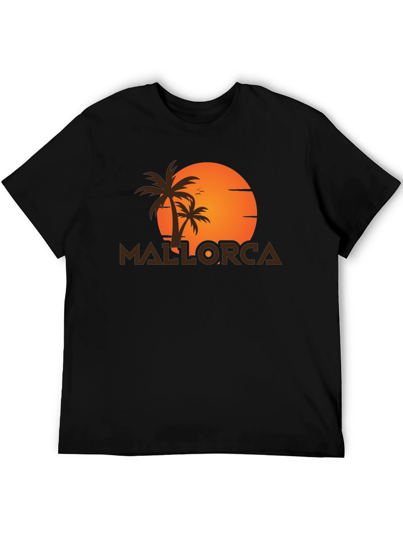 Camiseta Negra Mallorca Sunset - Estilo Vacacional