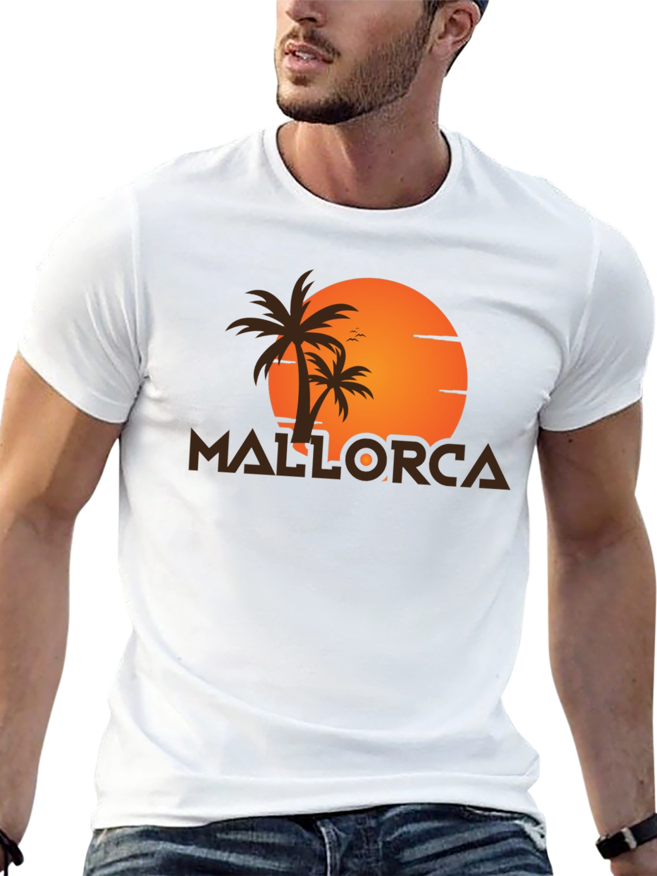Camiseta Negra Mallorca Sunset - Estilo Vacacional