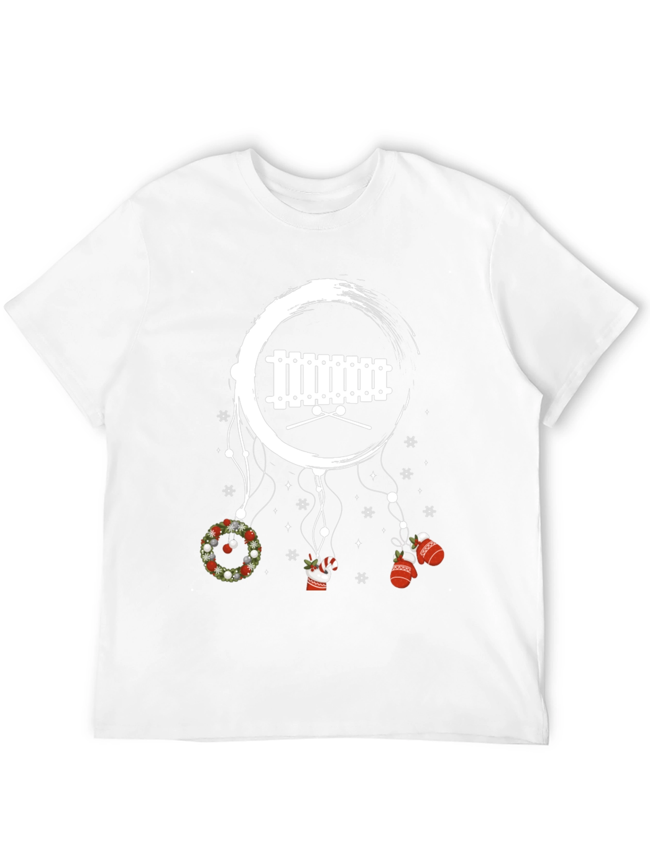 Camiseta Negra Navideña con Xilófono y Adornos Colgantes