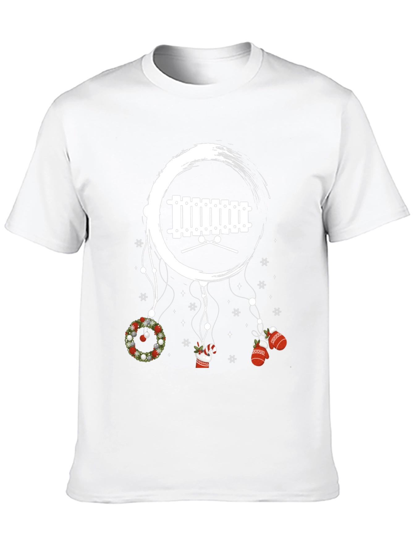 Camiseta Negra Navideña con Xilófono y Adornos Colgantes