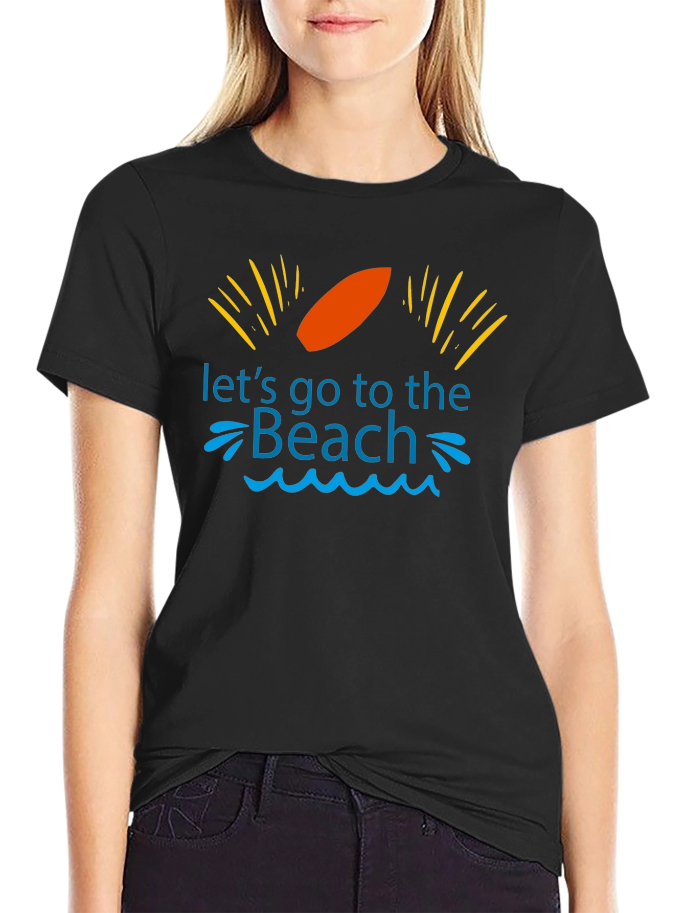 Camiseta Negra Vamos a la Playa para Hombre