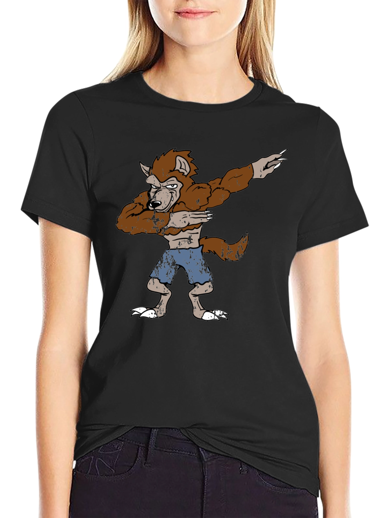 Camiseta Hombre Diseño Hombre Lobo Dabbing