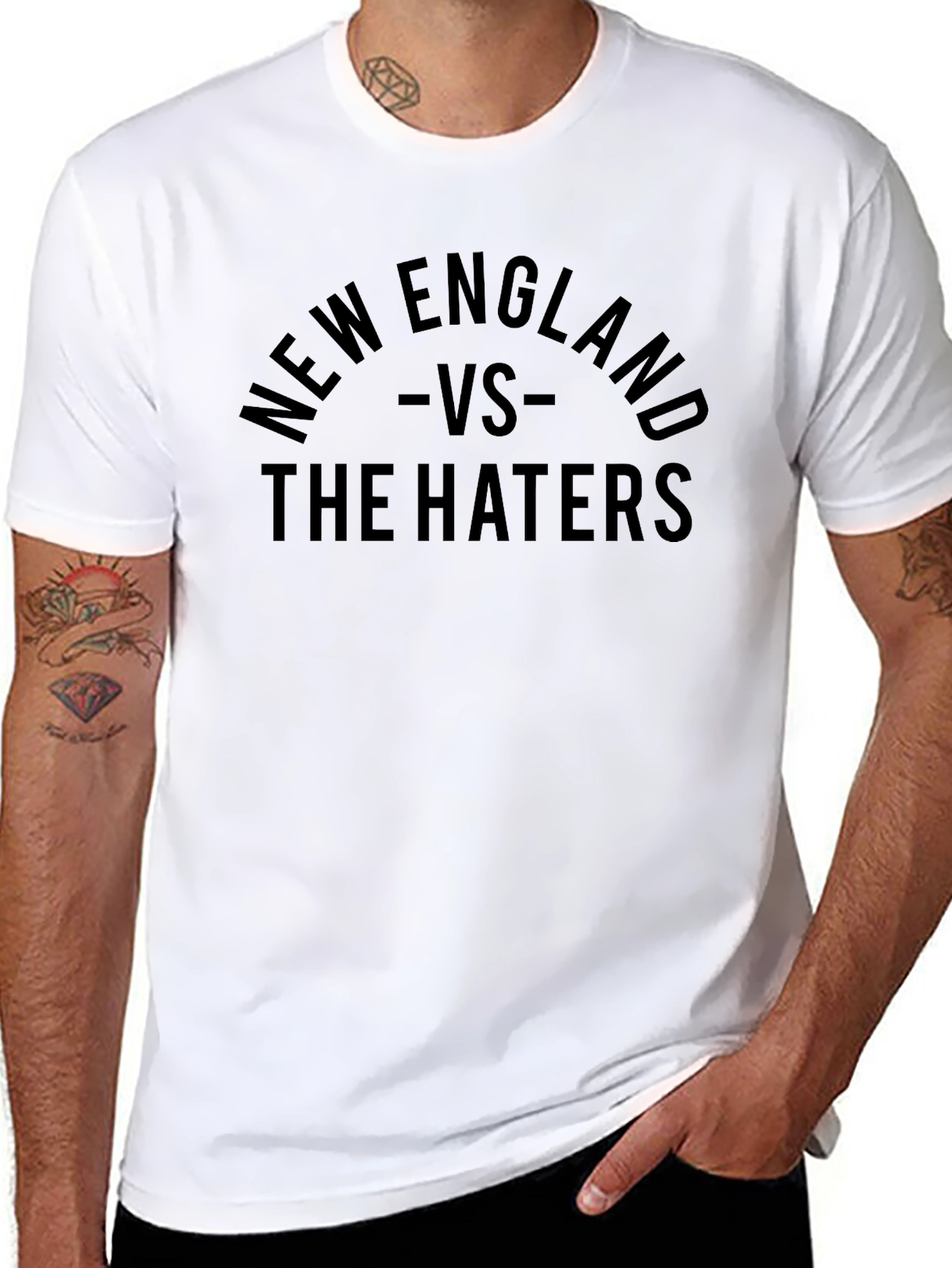 Camiseta Negra New England vs The Haters