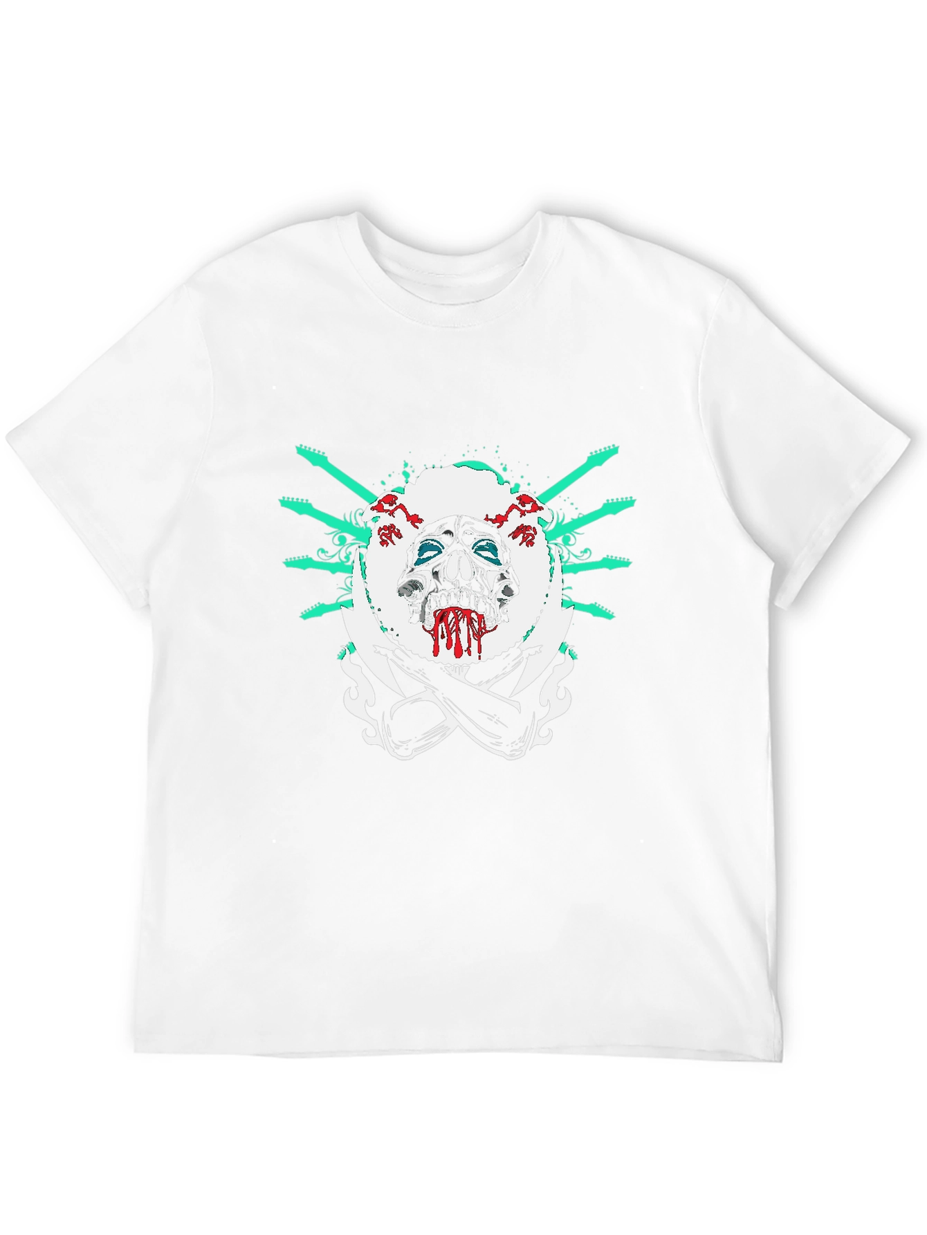 Camiseta Negra con Diseño de Calavera Rockera