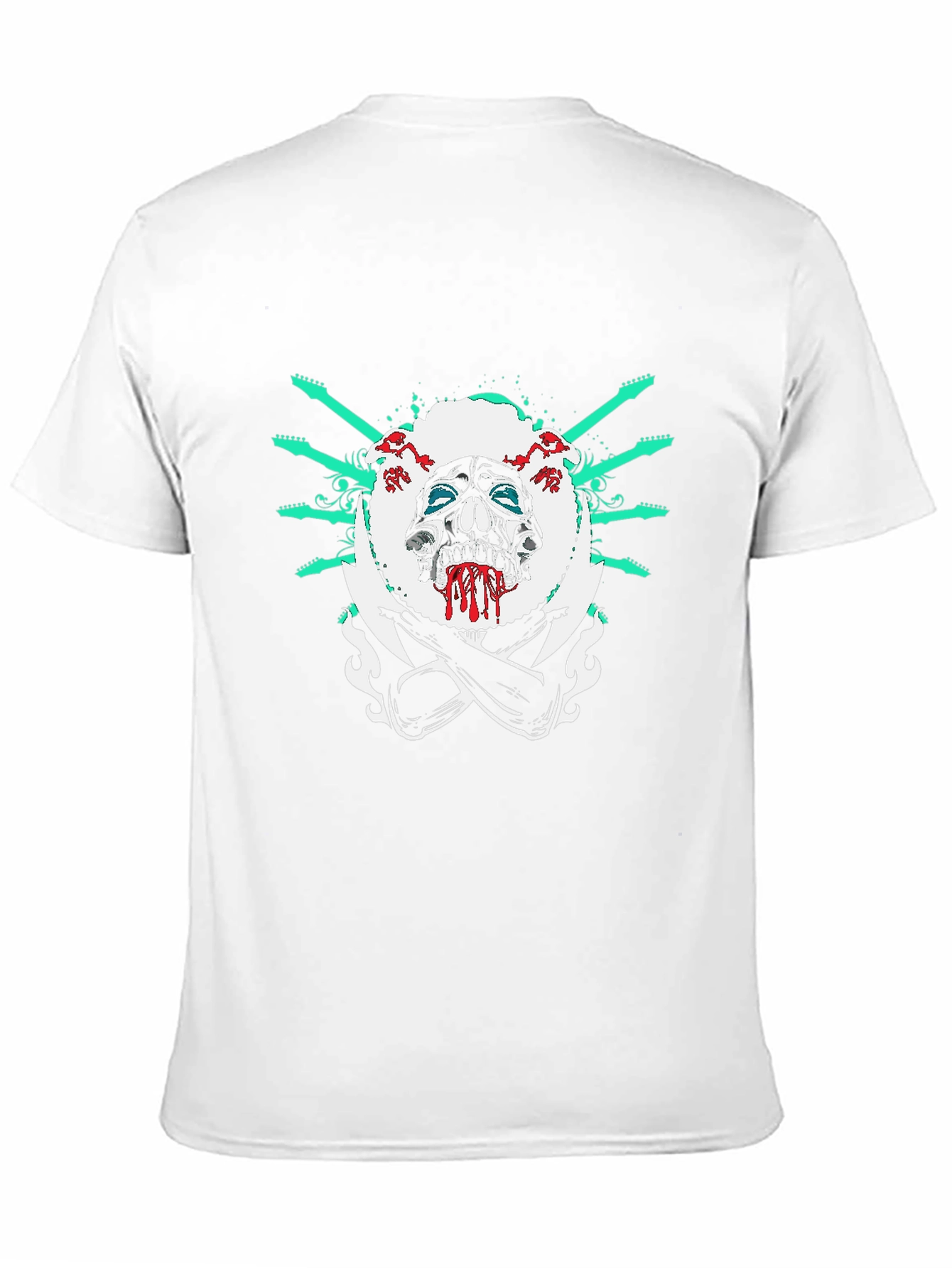 Camiseta Negra con Diseño de Calavera Rockera
