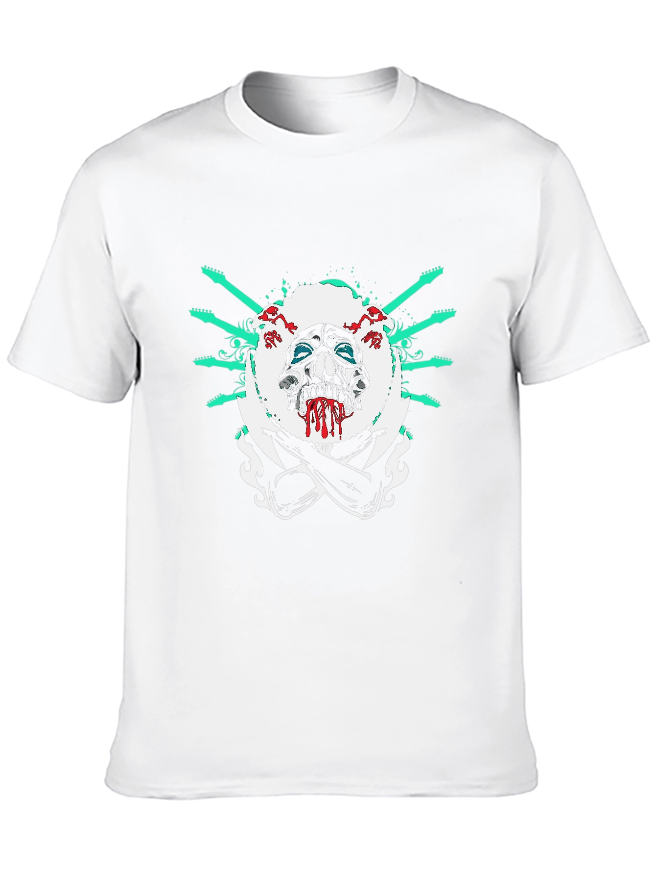 Camiseta Negra con Diseño de Calavera Rockera