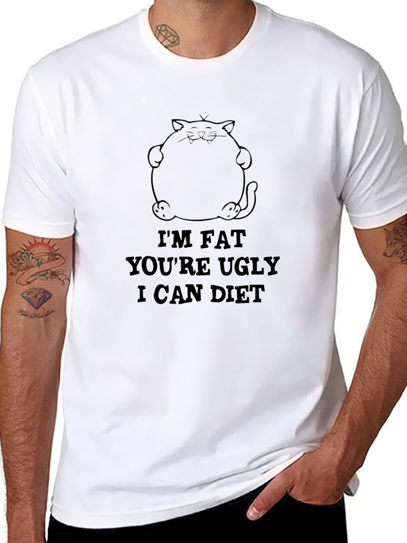 Camiseta Negra con Diseño de Gato y Frase Divertida