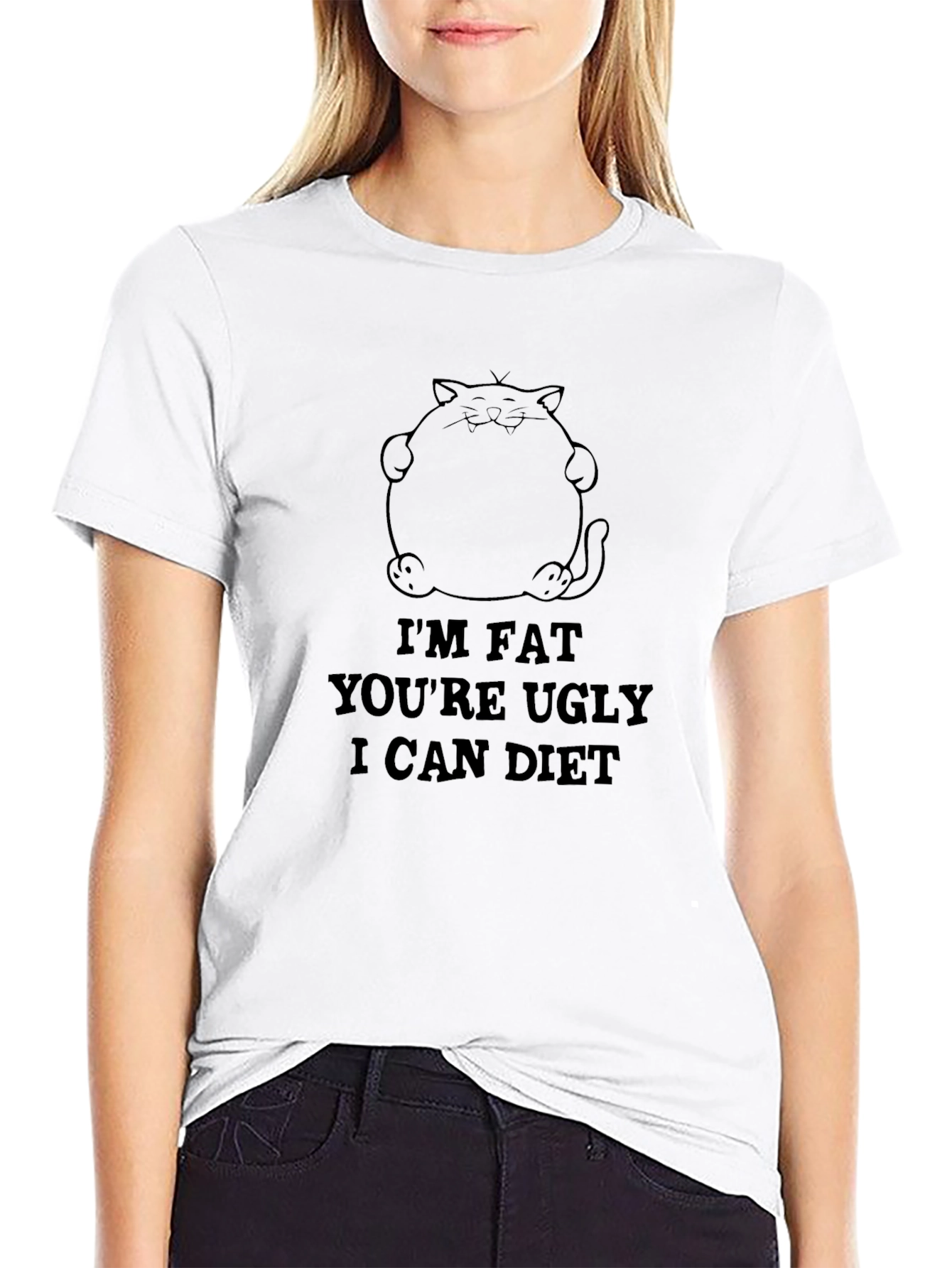 Camiseta Negra con Diseño de Gato y Frase Divertida