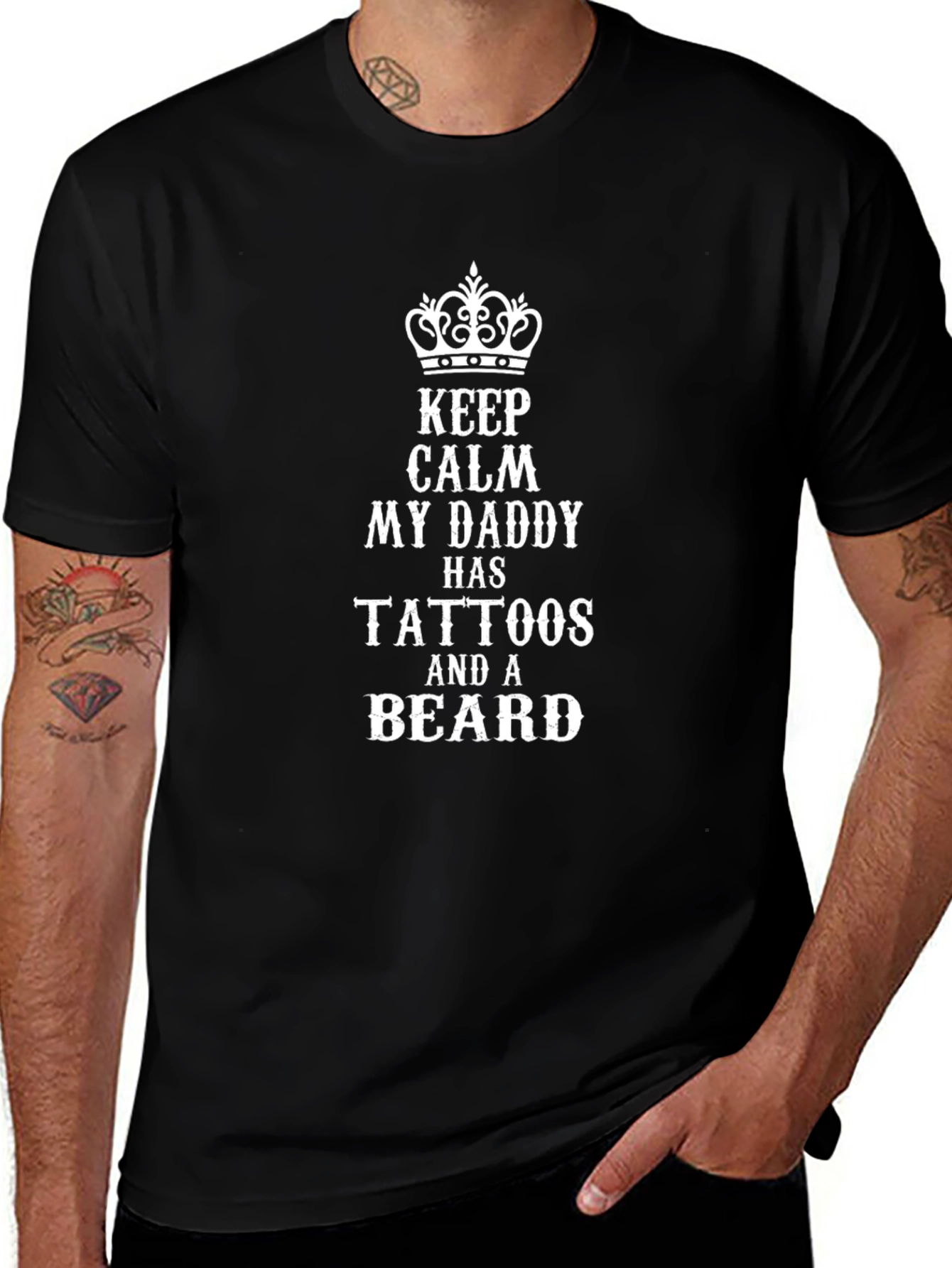 Camiseta Negra: Mi Papá Tiene Tatuajes y Barba