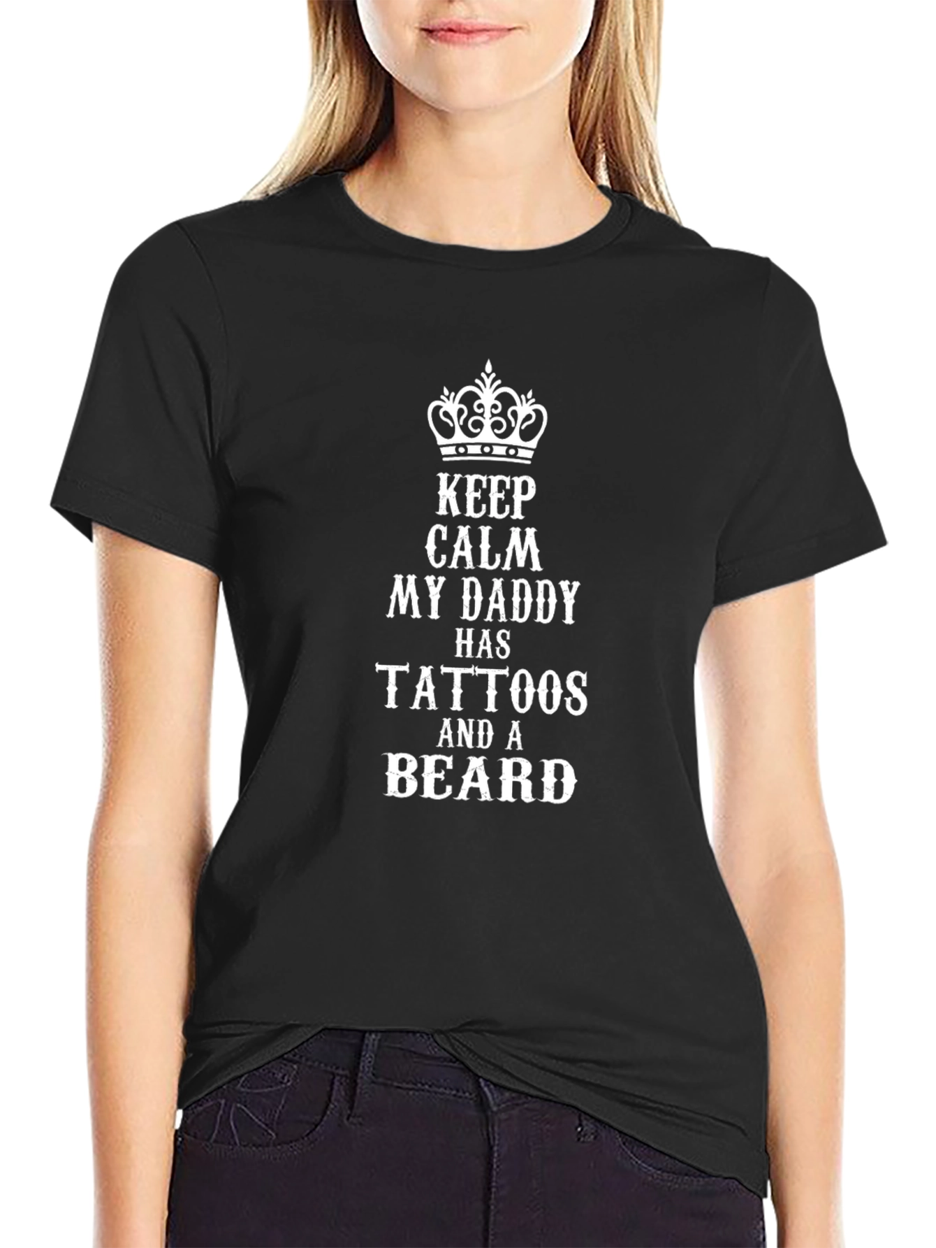 Camiseta Negra: Mi Papá Tiene Tatuajes y Barba
