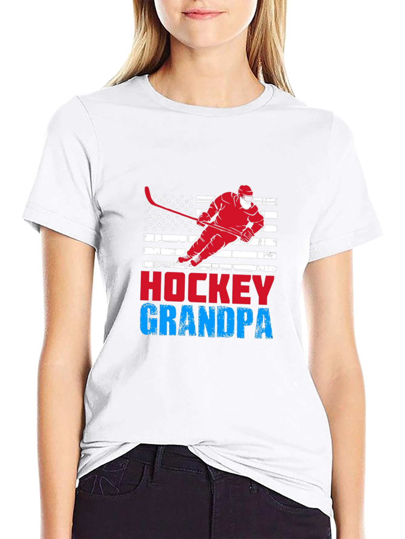 Camiseta Negra Hockey Abuelo Diseño Patriótico