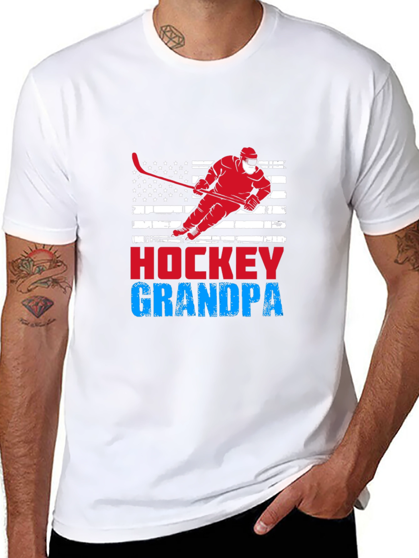 Camiseta Negra Hockey Abuelo Diseño Patriótico